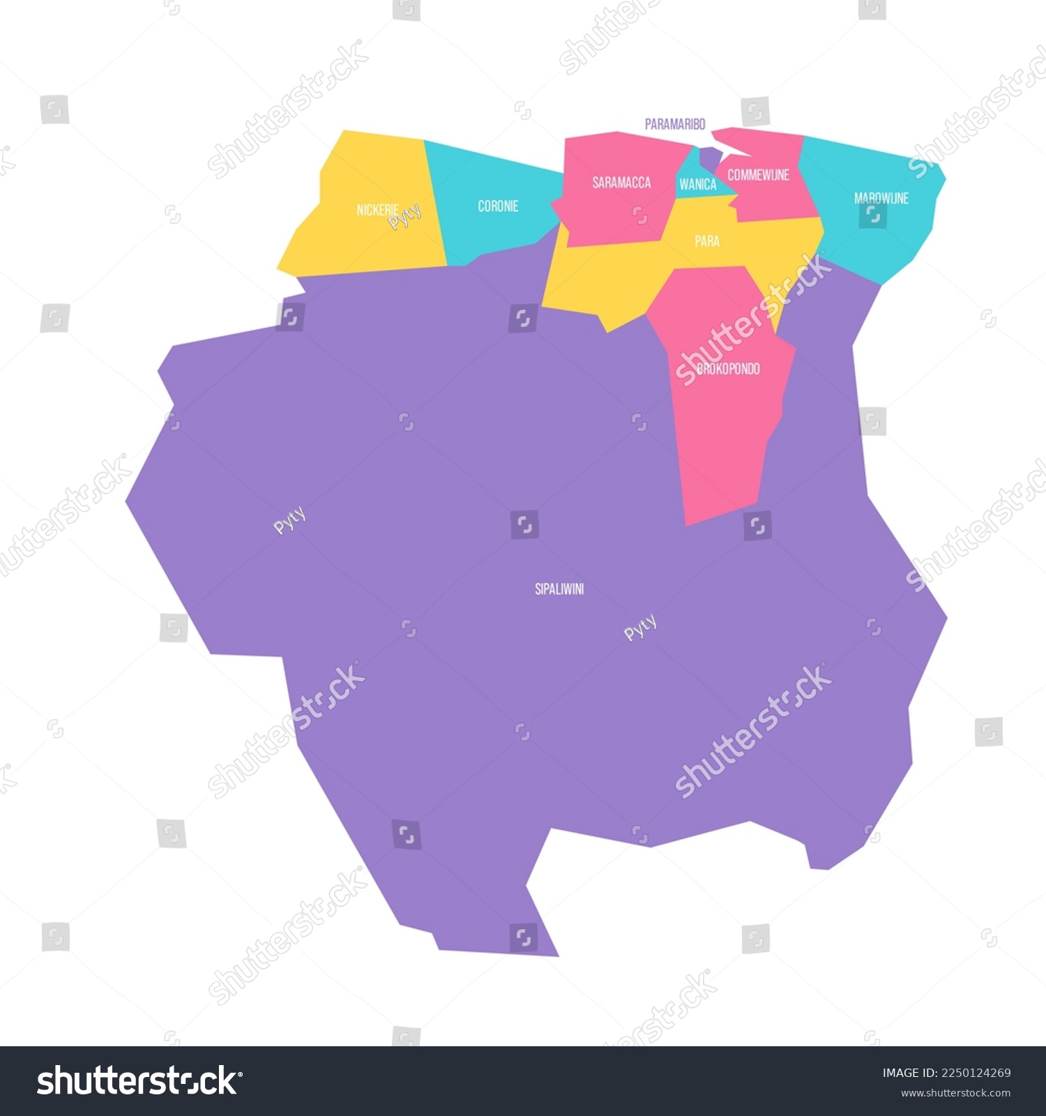 Suriname political map of administrative - Royalty Free Stock Vector ...