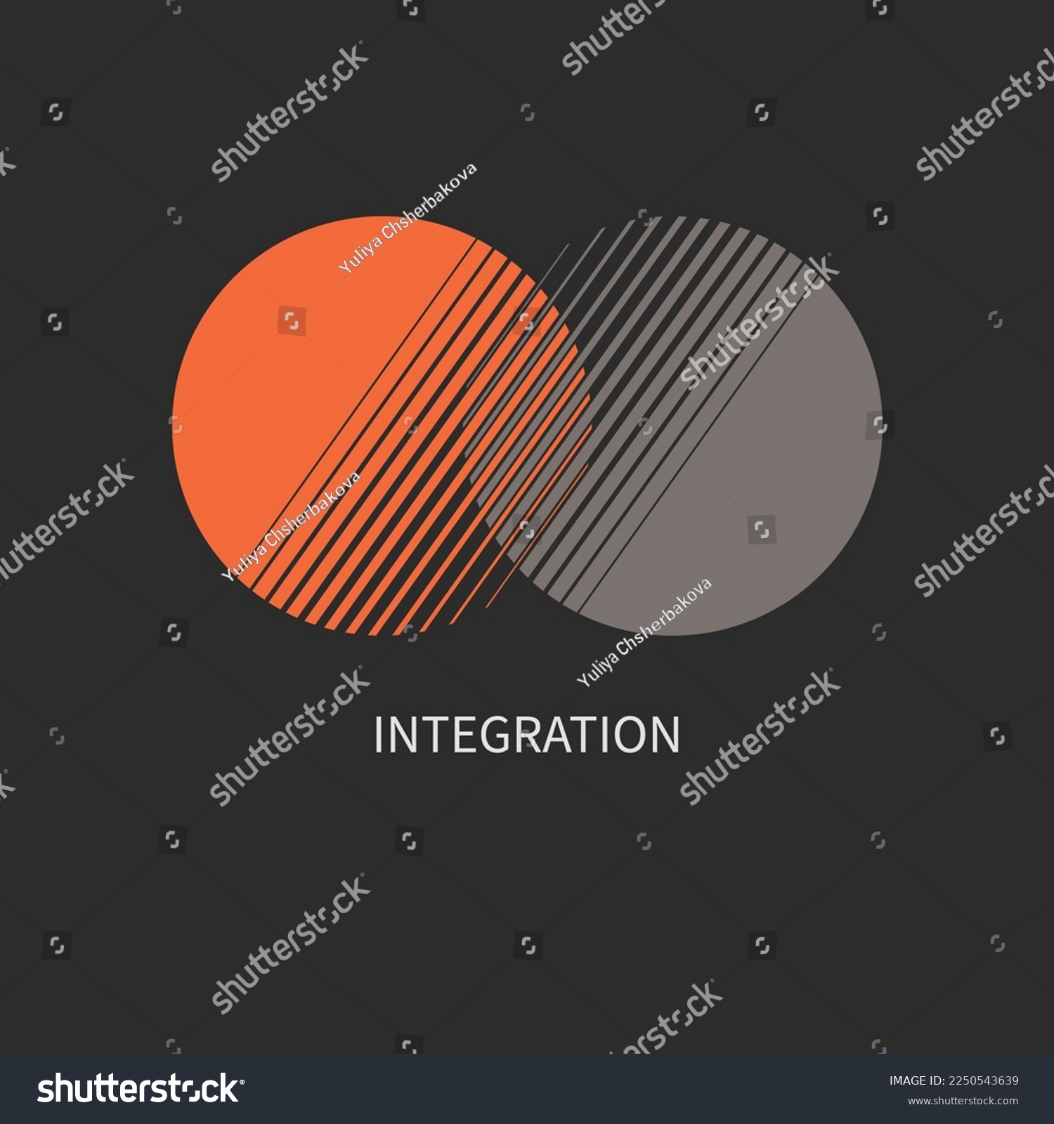 Integration, interaction sign. Round business concept. Interact logo, minimal business icon. Union flat concept #2250543639