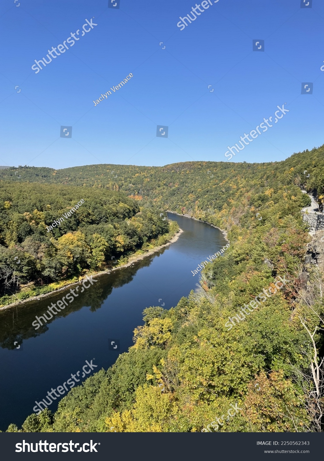 The view of the Delaware River from the beautiful Hawk's Nest overlook in New York. #2250562343
