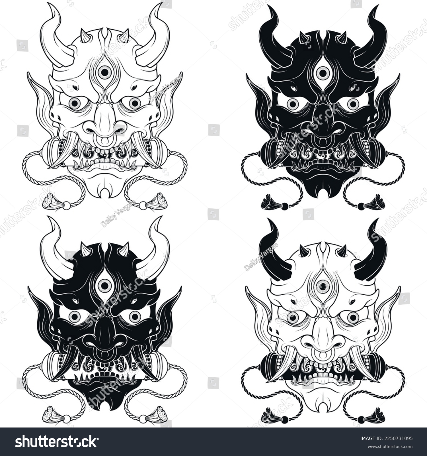 Vector illustration Hannya kabuki mask, Japanese - Royalty Free Stock ...