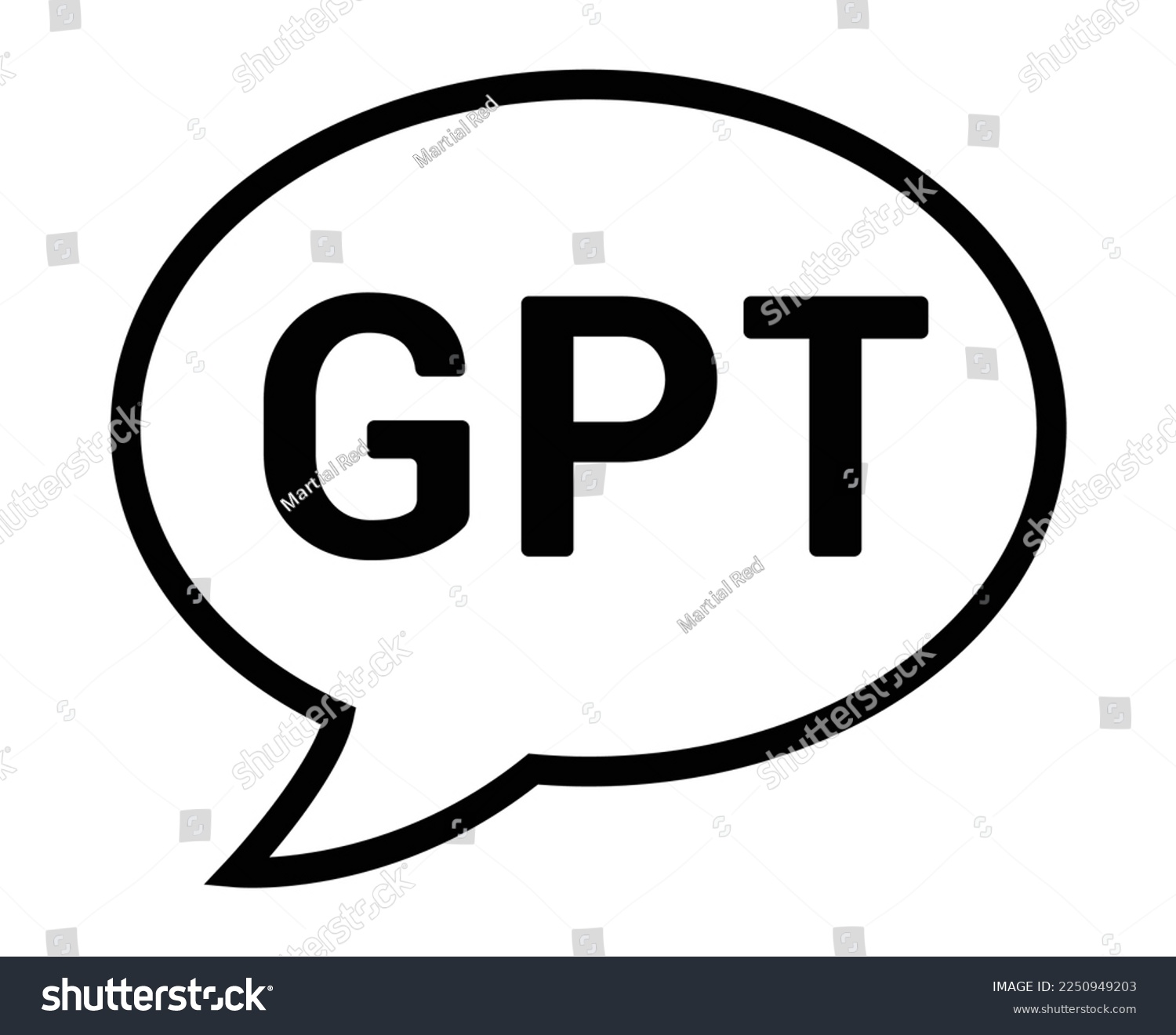 AI chat bubble chatbot with GPT line art vector - Royalty Free Stock