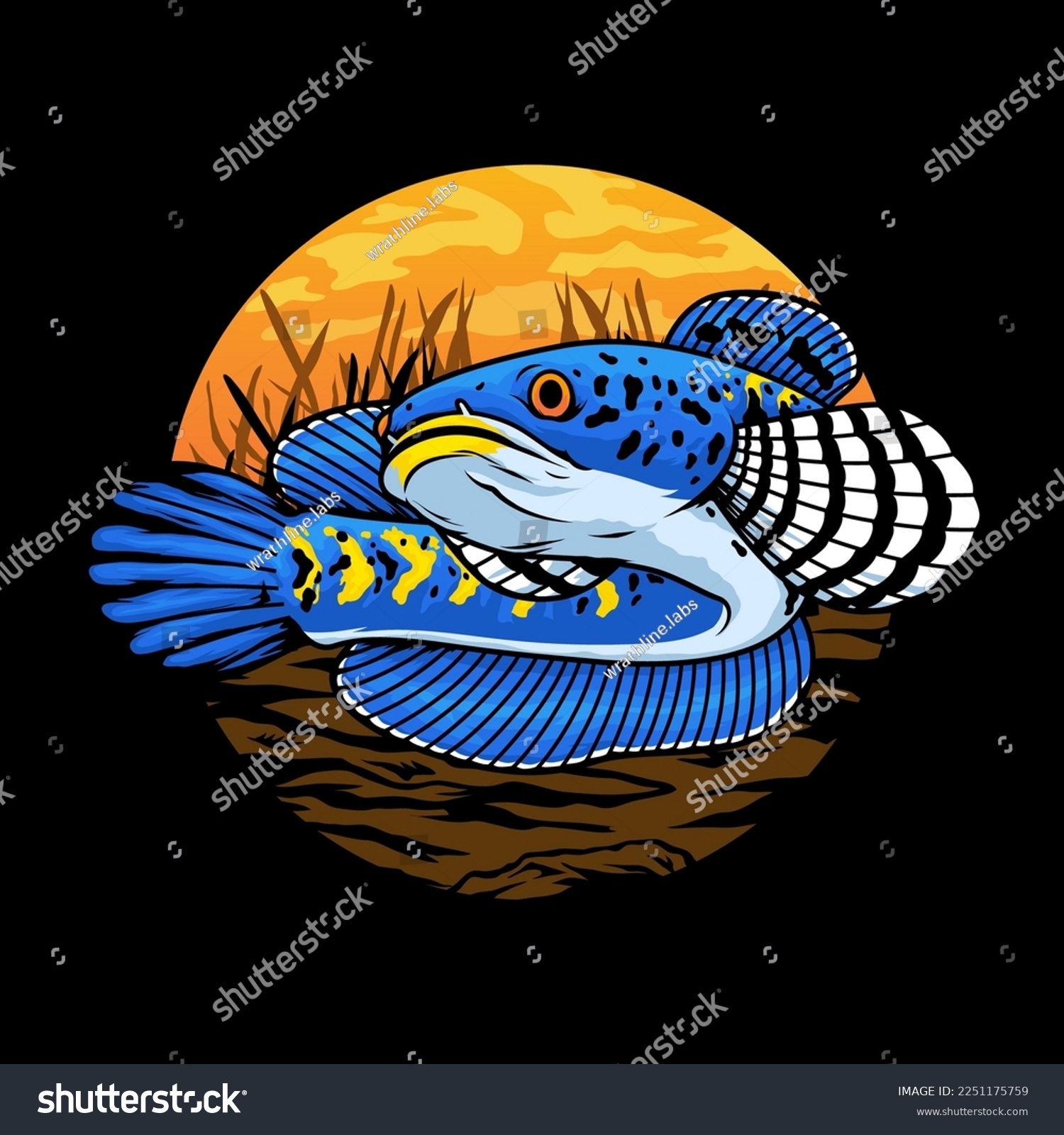 Snakehead Vector Cartoon Art Illustration On - Royalty Free Stock ...