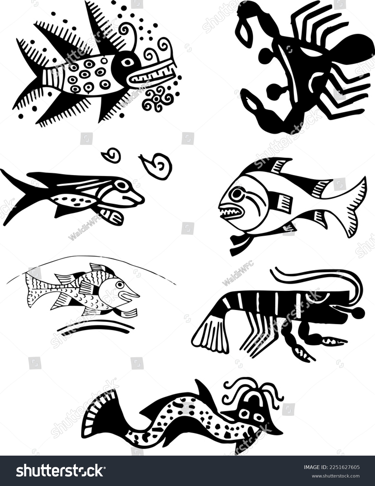 Mochica iconography Peruvian pre-Inca culture - Royalty Free Stock ...