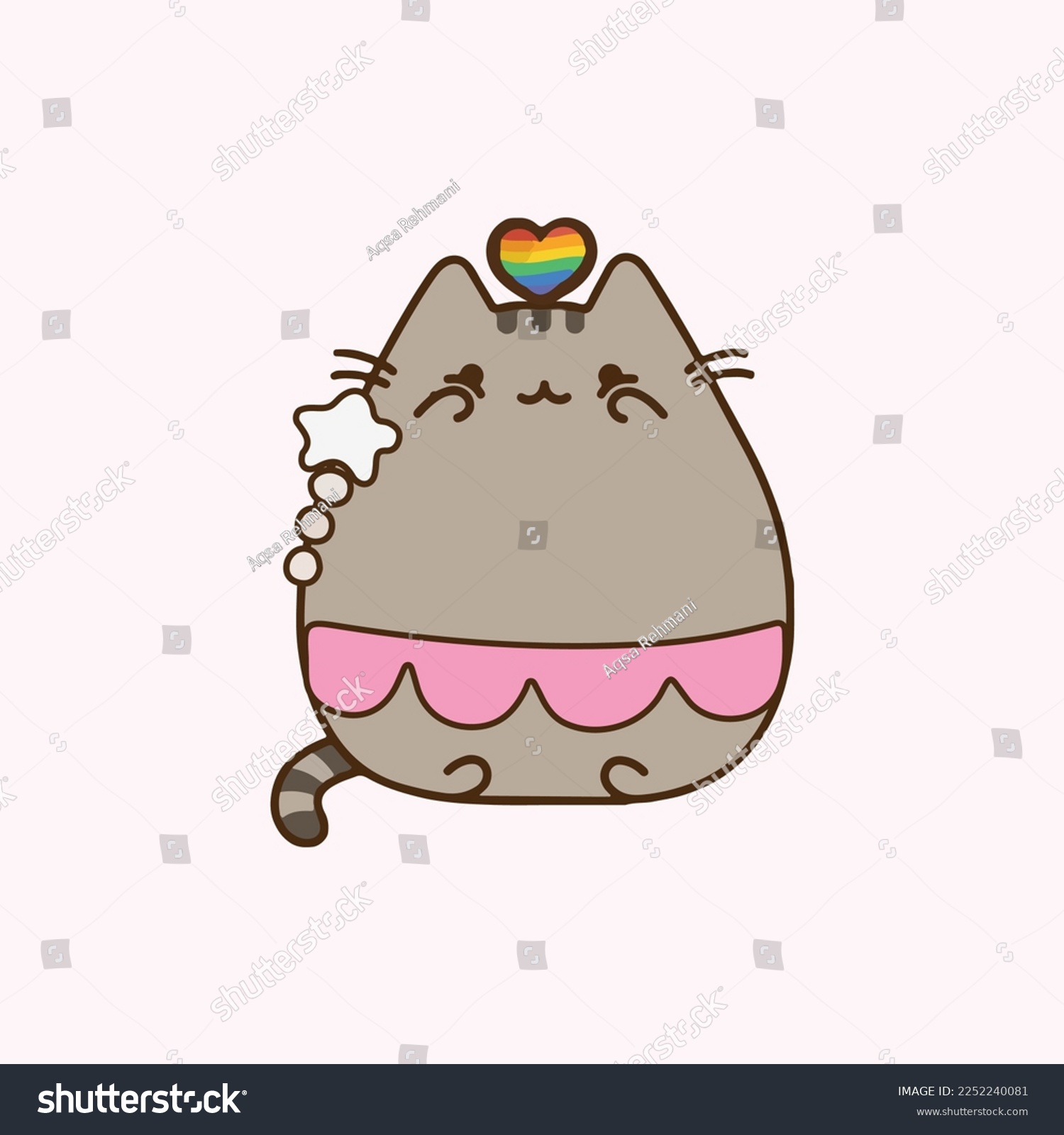 Pusheen Cat Vector Illustration Rainbow Pusheen - Royalty Free Stock ...