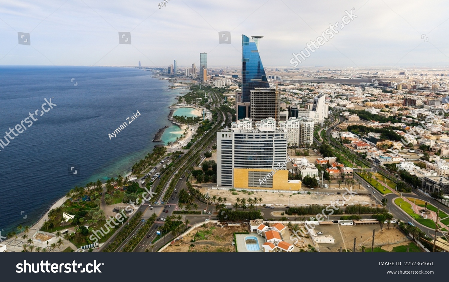 Top view Jeddah city beach Saudi Arabia - Red Sea corniche View , Waterfront #2252364661