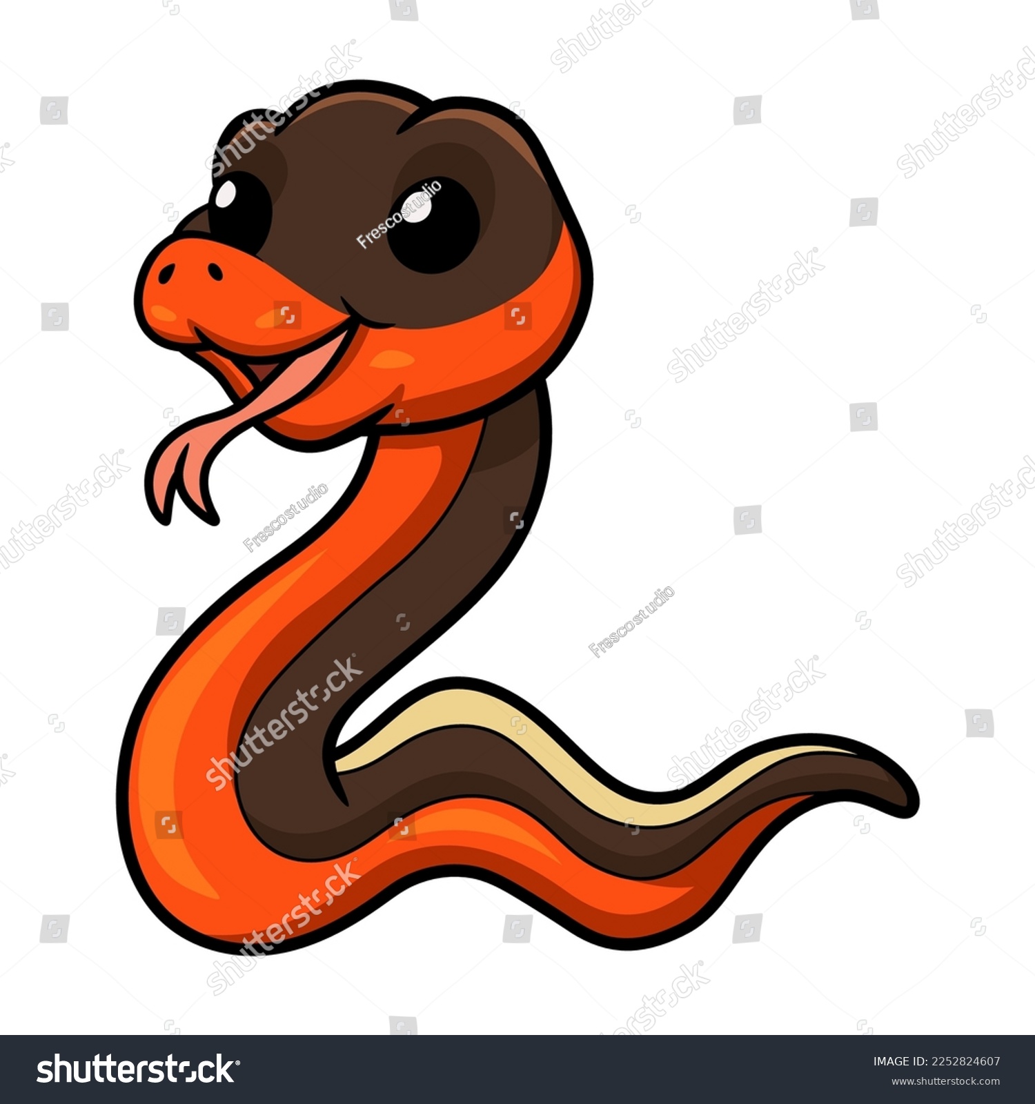 Cute happy garter snake cartoon - Royalty Free Stock Vector 2252824607 ...