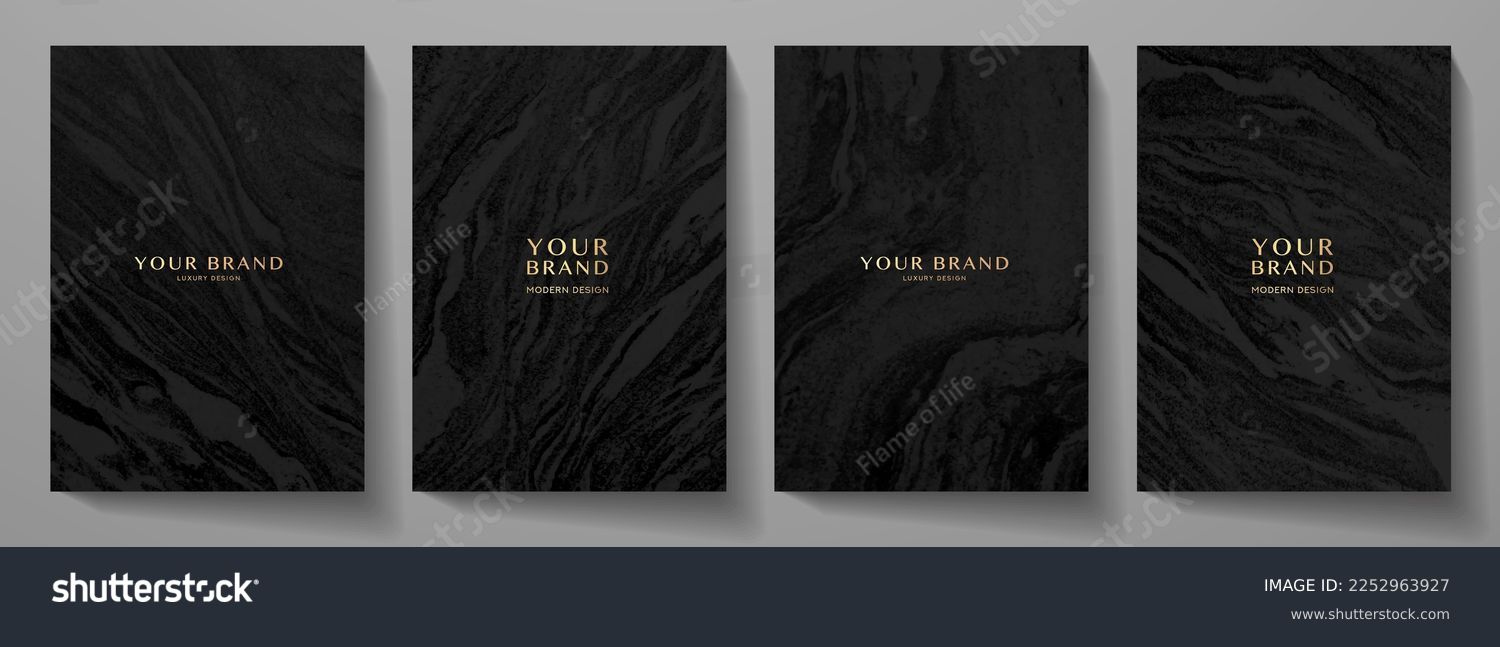Elegant marble texture set. Vector background collection with black line pattern for cover, invitation template, wedding card, contemporary dark menu design, note book #2252963927