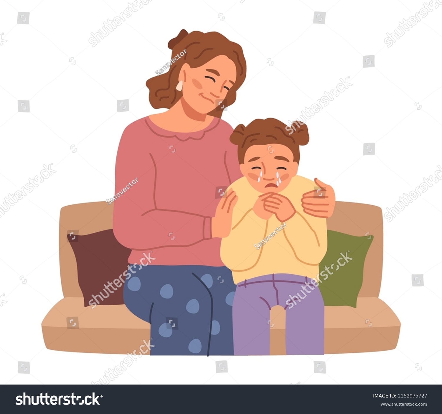 Mother Hugging And Comforting Crying Daughter Royalty Free Stock