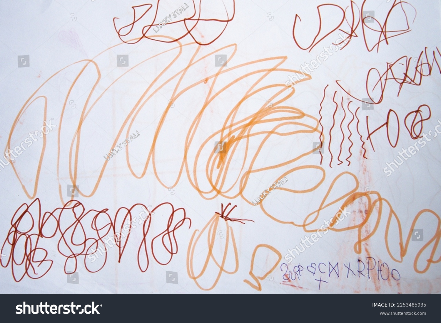 Children draw doodles. Multicolored bright chaotic lines. Prints for clothes, art, background for design #2253485935