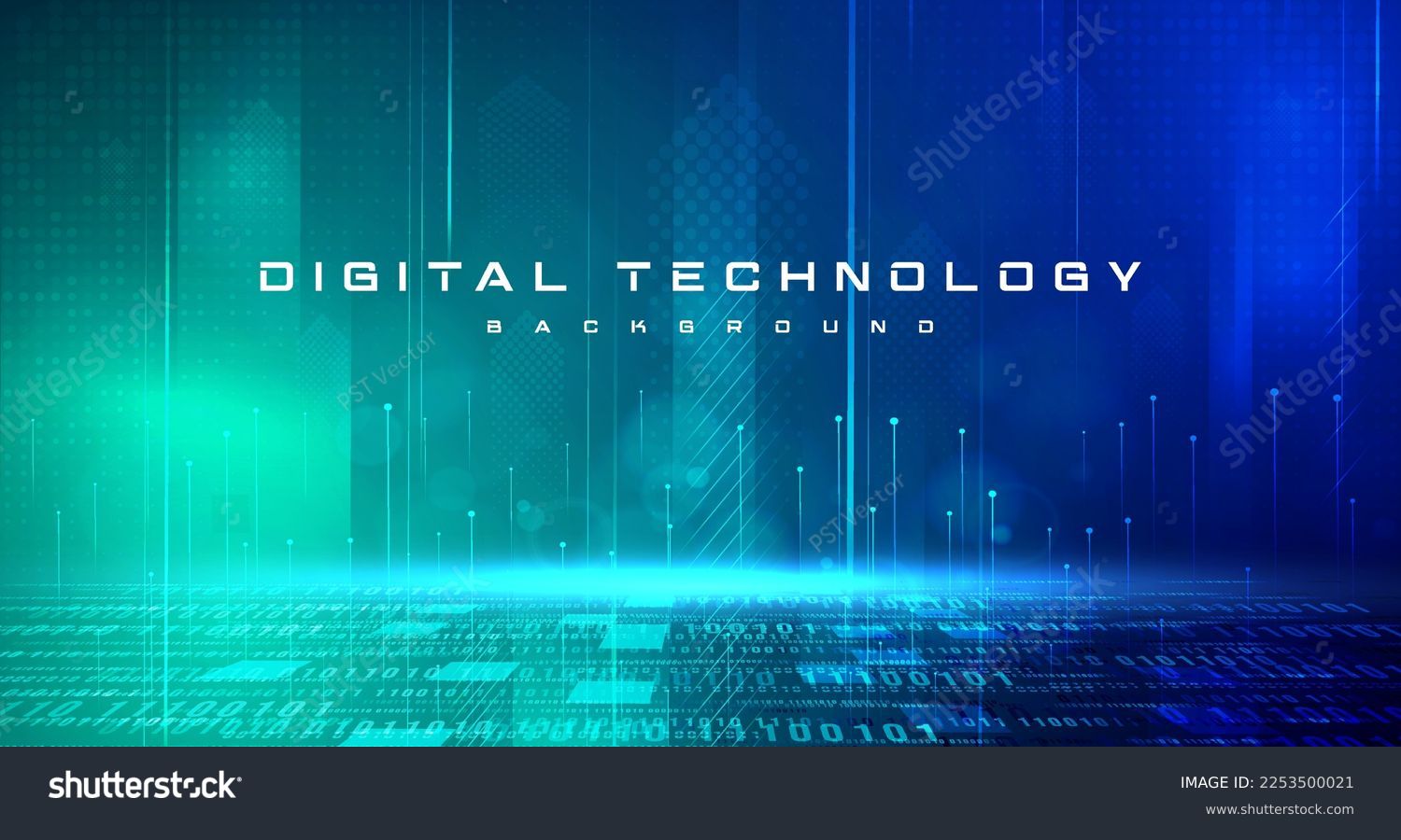 Digital technology speed connect blue green background, cyber nano information, abstract communication, innovation future tech data, internet network connection, Ai big data, line dot illustration 3d #2253500021