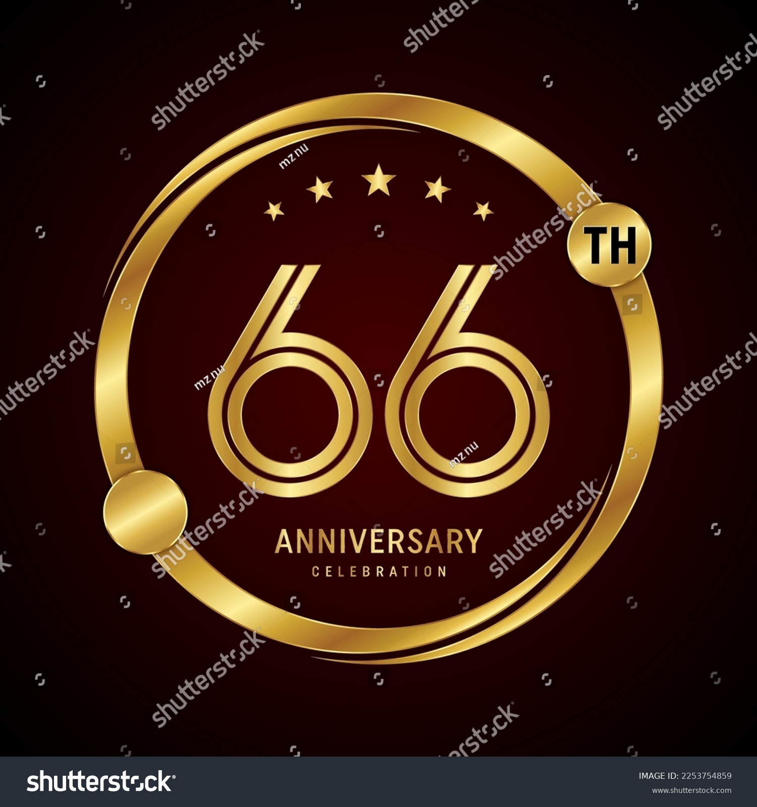 66th anniversary logo design concept with golden - Royalty Free Stock ...