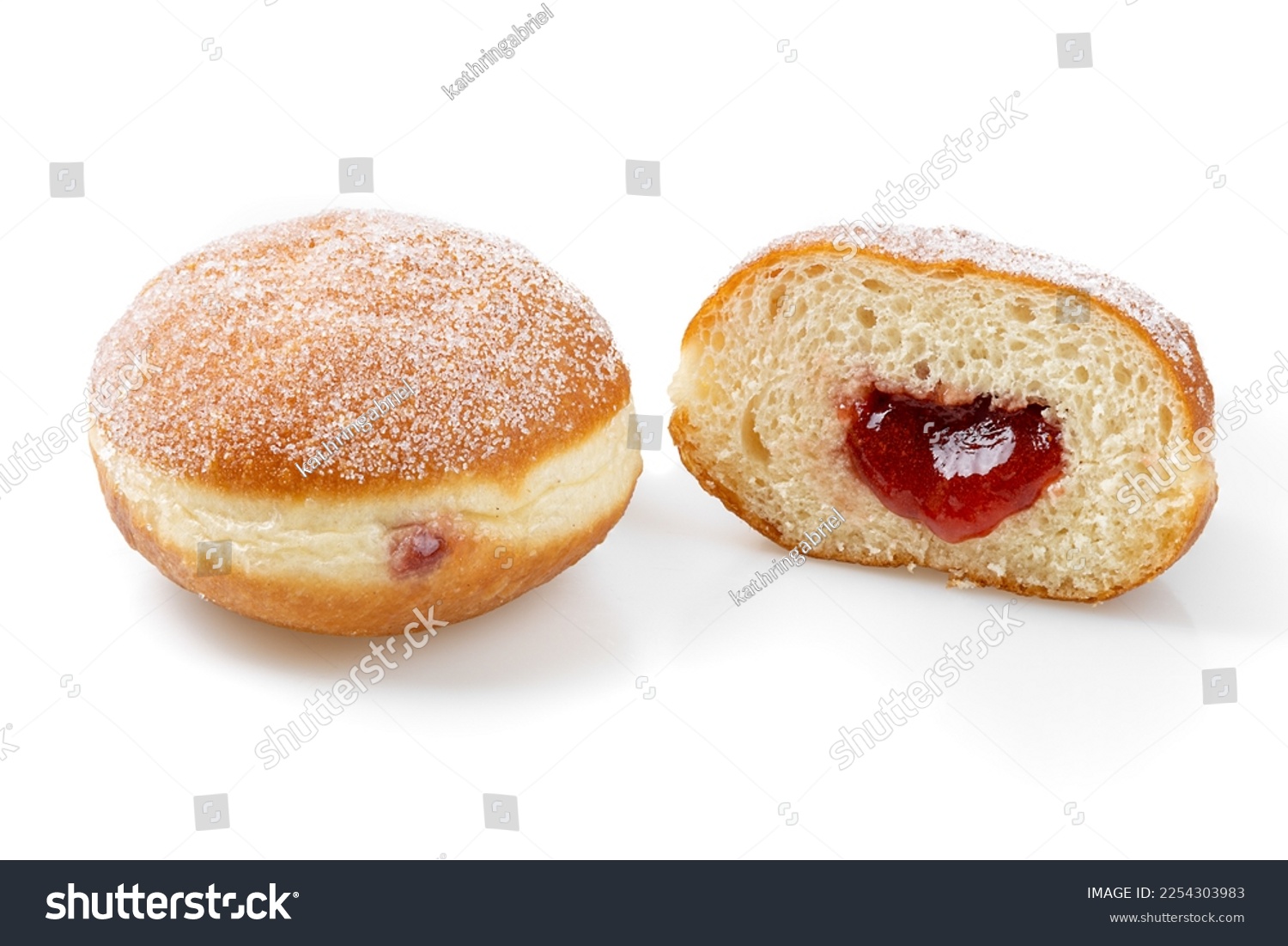 Filled doughnuts isolated white background #2254303983