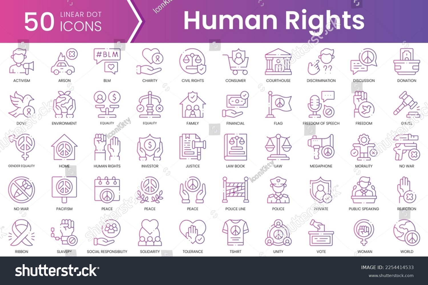 Set Of Human Rights Icons. Gradient Style Icon - Royalty Free Stock 