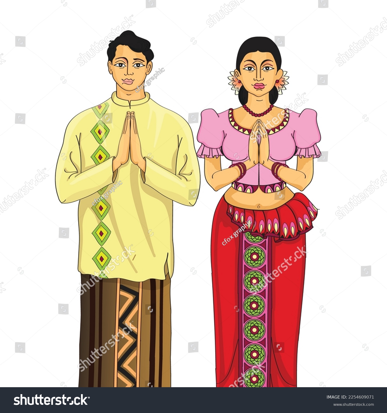 sinhala and hindu new year Aubowan women and men - Royalty Free Stock ...