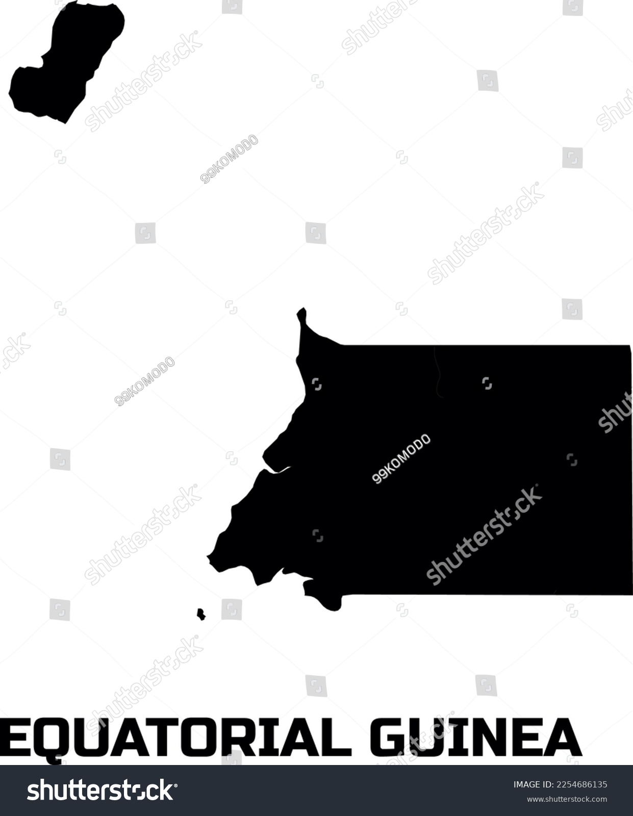 EQUATORIAL GUINEA country map in black. With - Royalty Free Stock