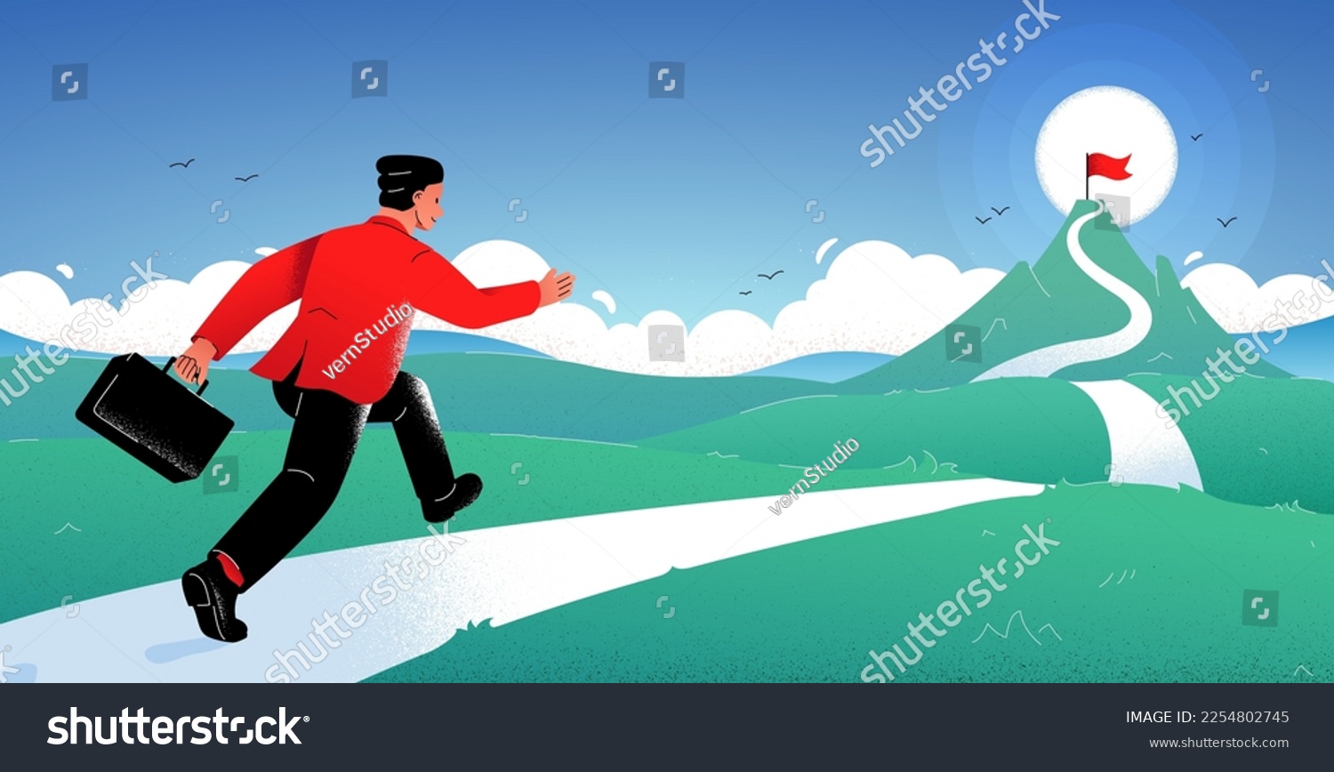 Vector illustration of a man striving for his - Royalty Free Stock ...