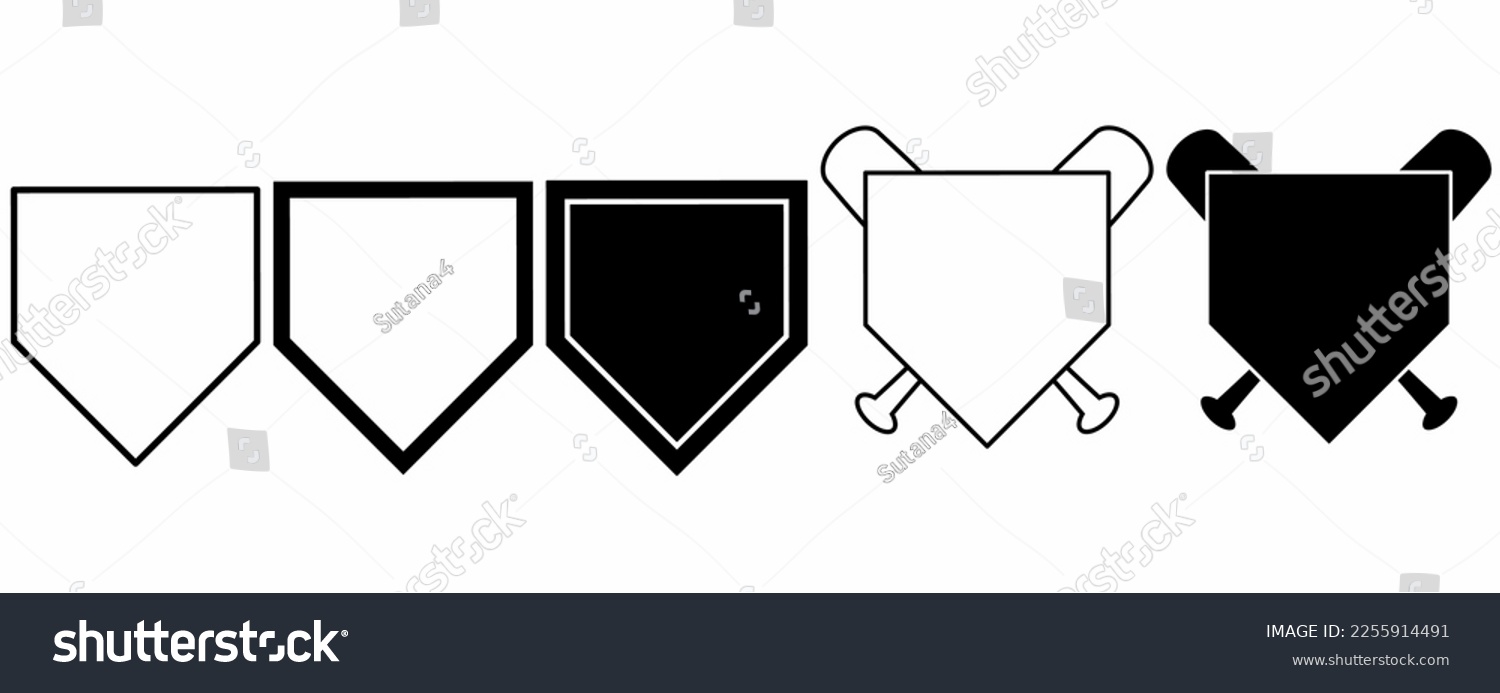 Outline Silhouette Home Plate Baseball Icon Set Royalty Free Stock   Avopix 2255914491 