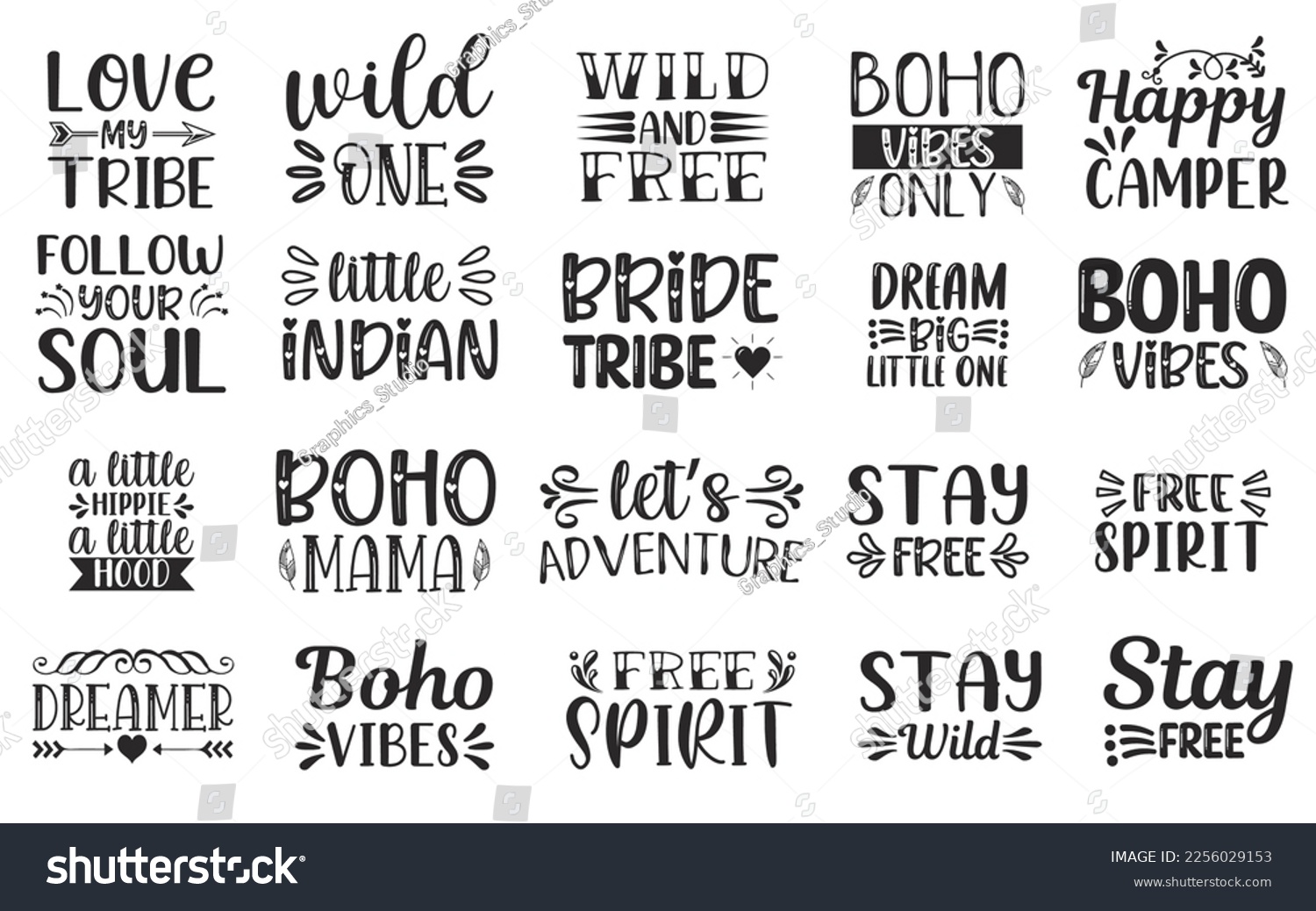 Boho Quotes Bundle,Boho Quotes SVG Cut Files - Royalty Free Stock ...