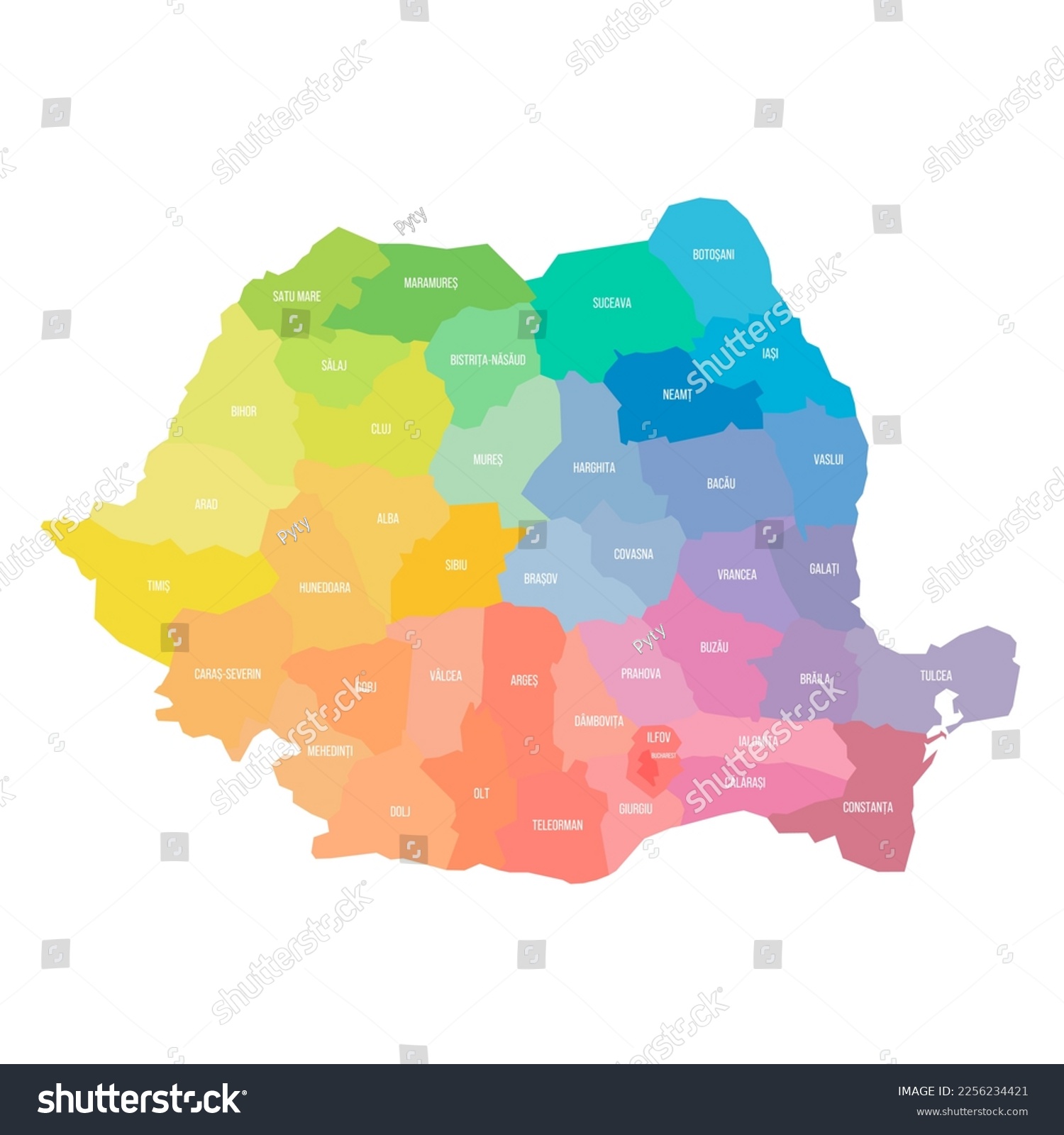 Romania Political Map Of Administrative Royalty Free Stock Vector Avopix 2256234421