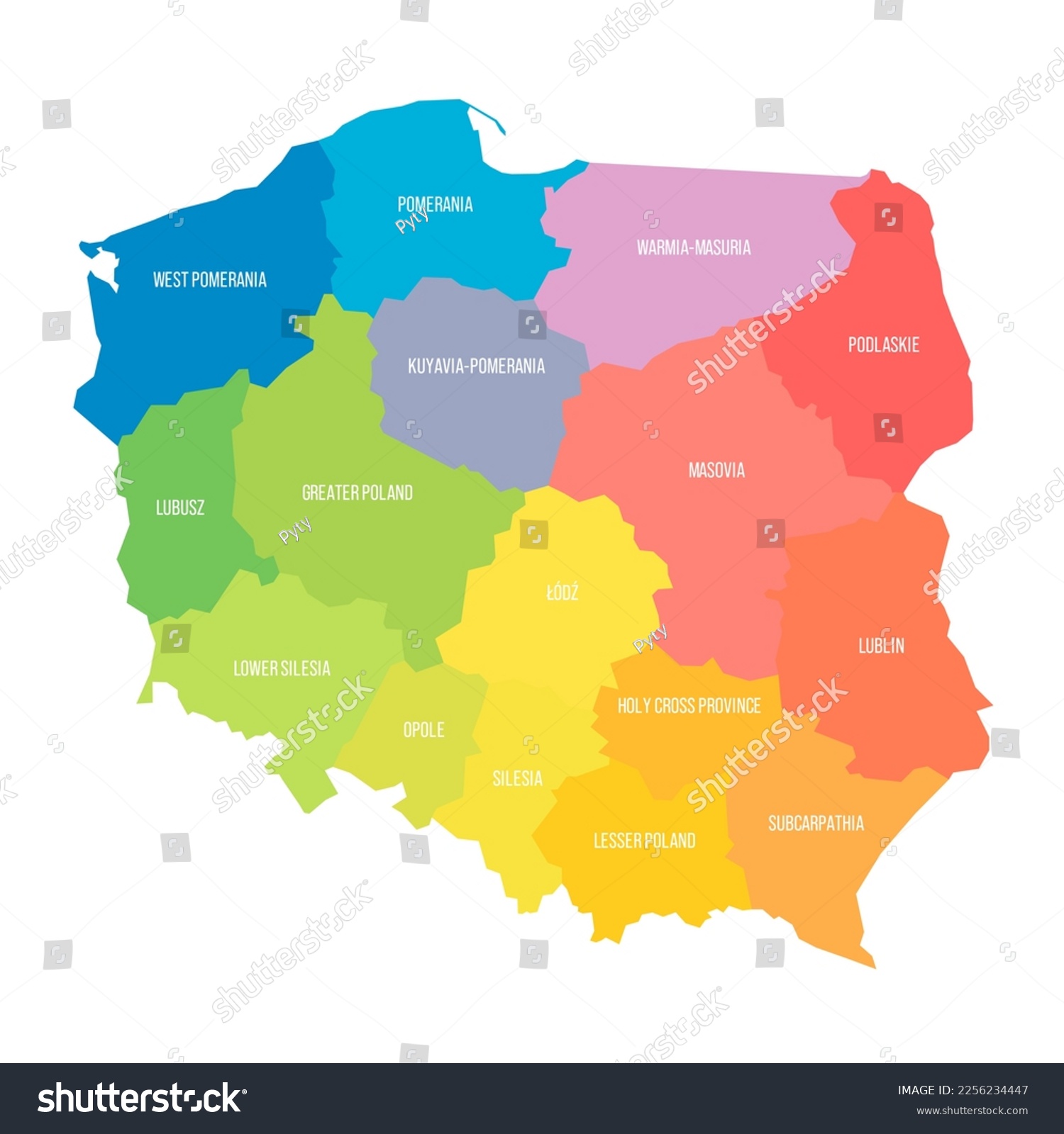 Poland political map of administrative divisions - Royalty Free Stock