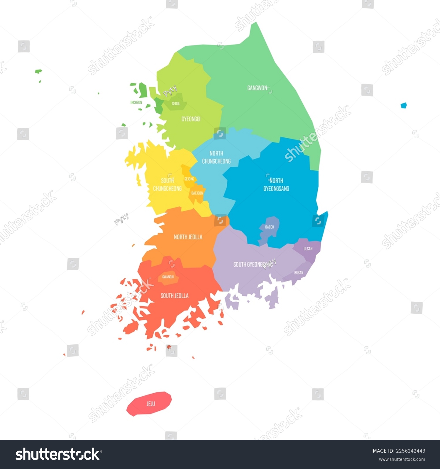 South Korea political map of administrative - Royalty Free Stock Vector ...