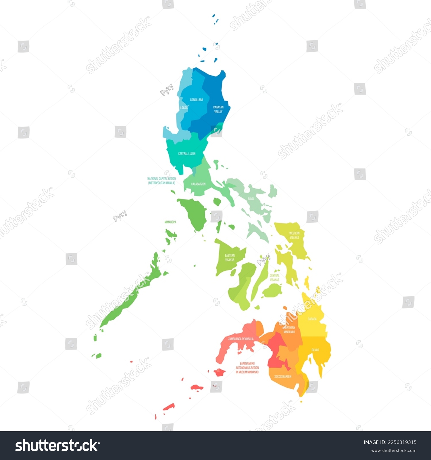 Philippines Political Map Of Administrative - Royalty Free Stock Vector ...