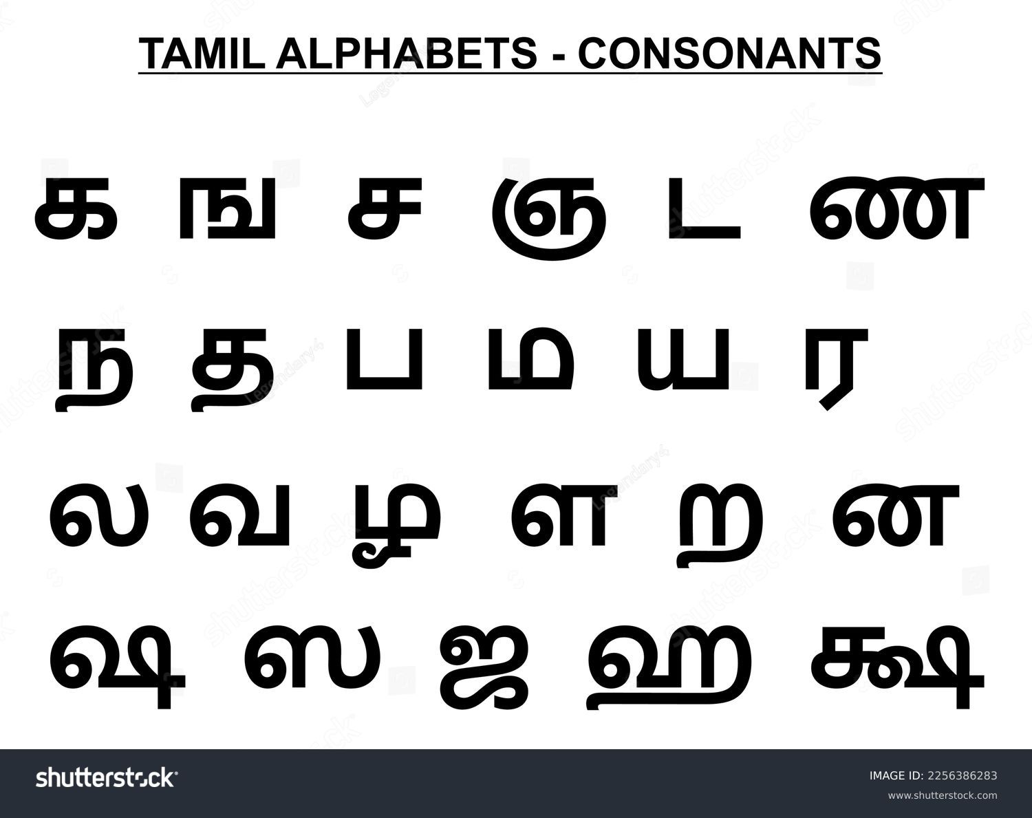 South Indian language Tamil alphabets- Vowels - Royalty Free Stock ...