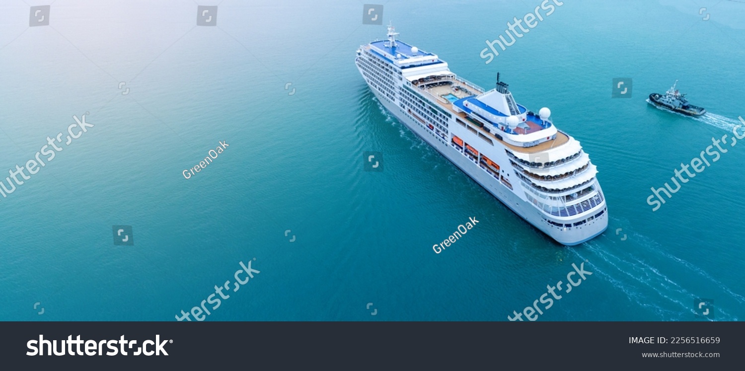 VALENTINE’S DAY CRUISES Cruise Ship, Cruise Liners beautiful white cruise ship above luxury cruise in the ocean sea at early in the morning time concept exclusive tourism travel on holiday. #2256516659