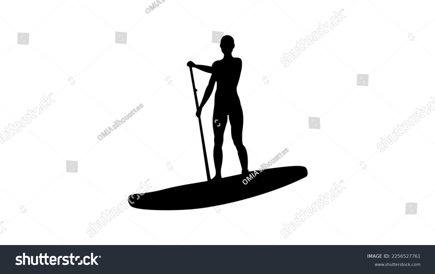 Stand Up paddle silhouette a woman is standing - Royalty Free Stock ...