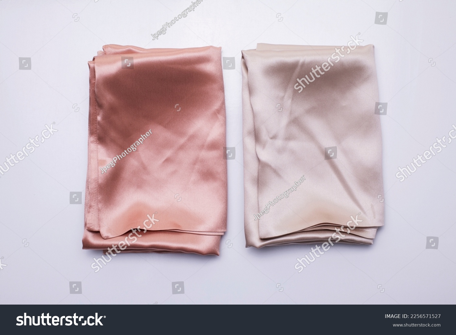 Two folded silk pillow covers, soft pink silk pillowcases #2256571527
