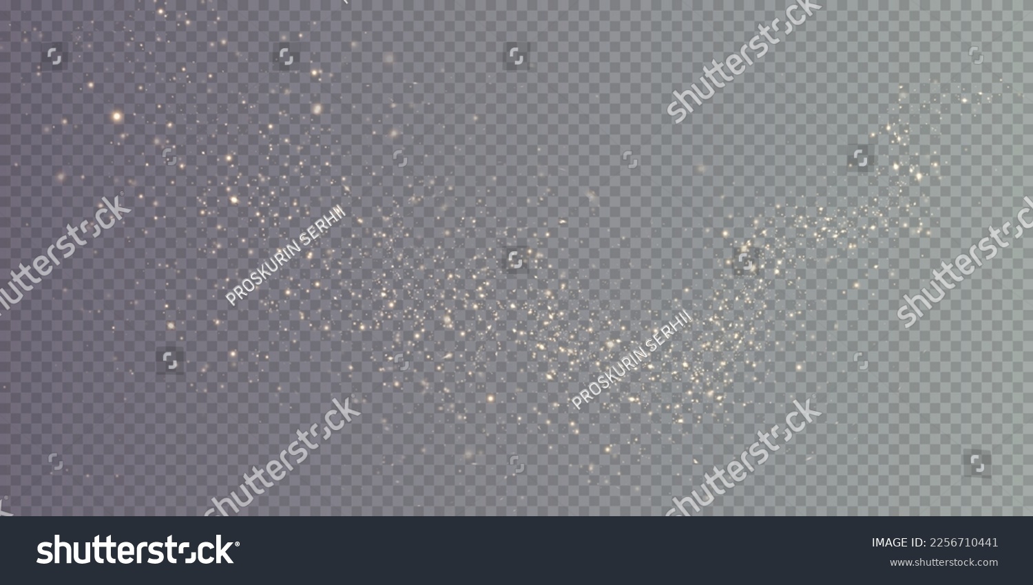 Christmas background. Powder dust light PNG. Magic shining gold dust. Fine, shiny dust bokeh particles fall off slightly. Fantastic shimmer effect. Vector illustrator. #2256710441