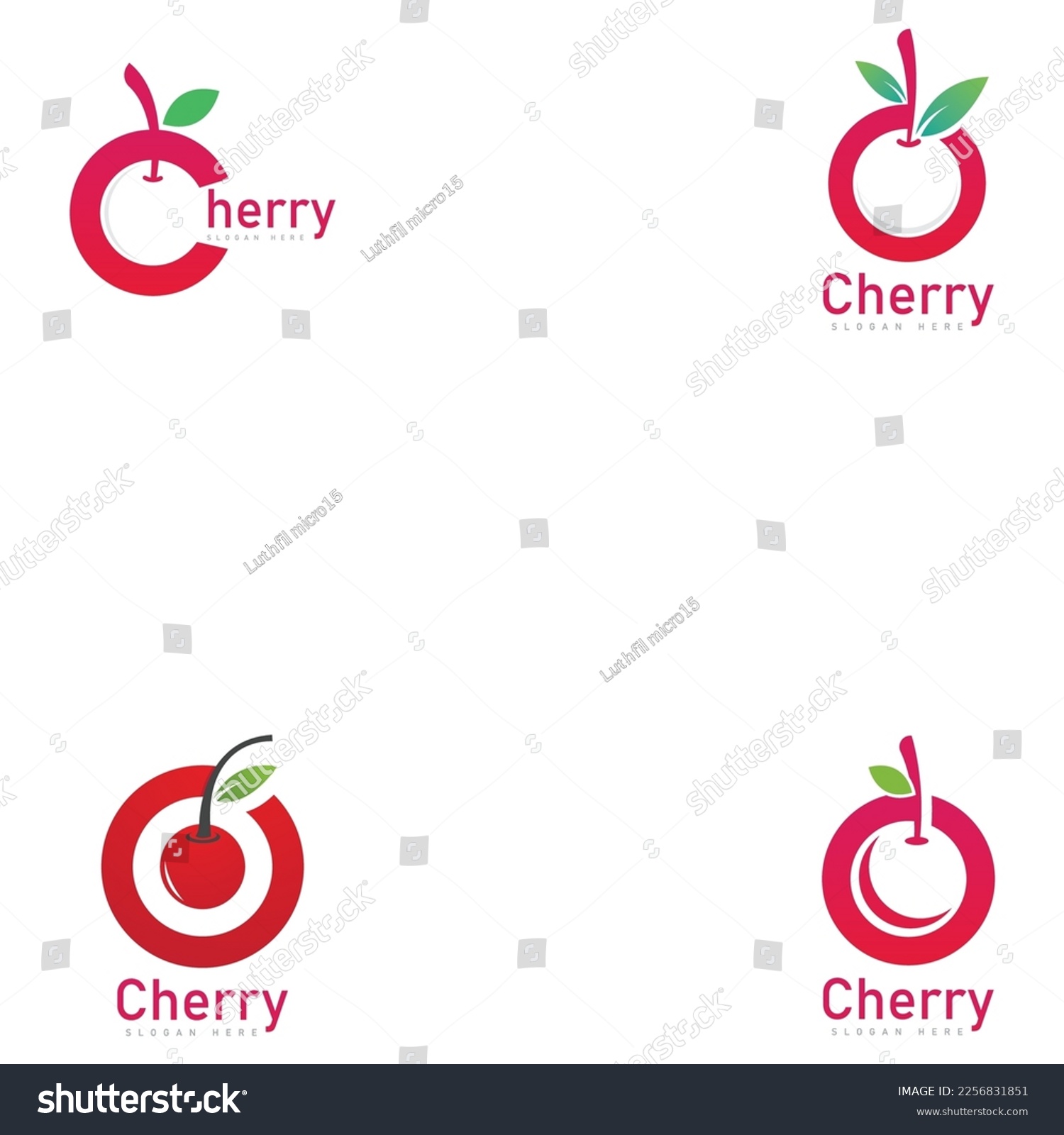 cherry logo fruit fresh icon symbol vector Royalty Free Stock Vector