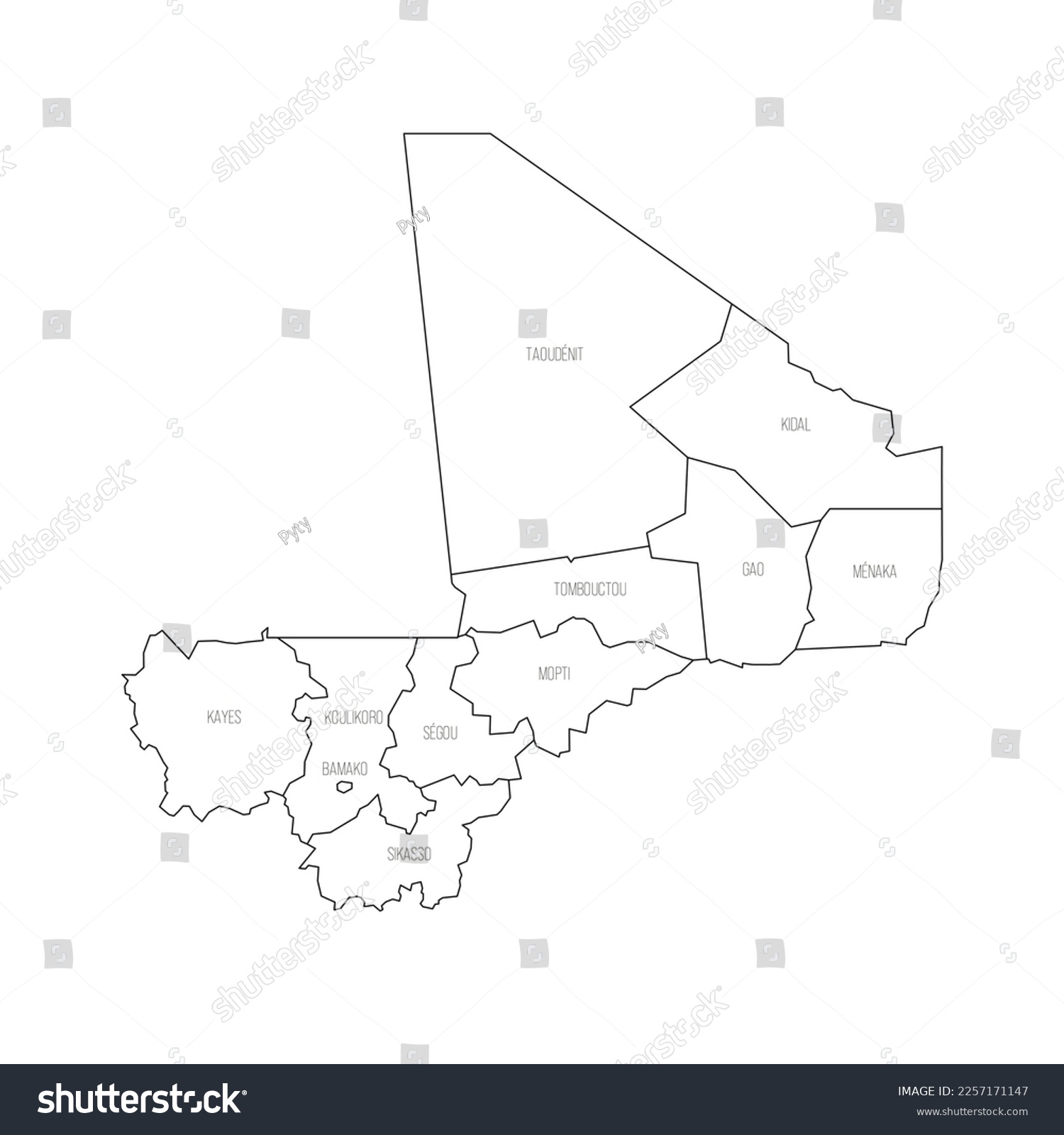 Mali Political Map Of Administrative Divisions Royalty Free Stock