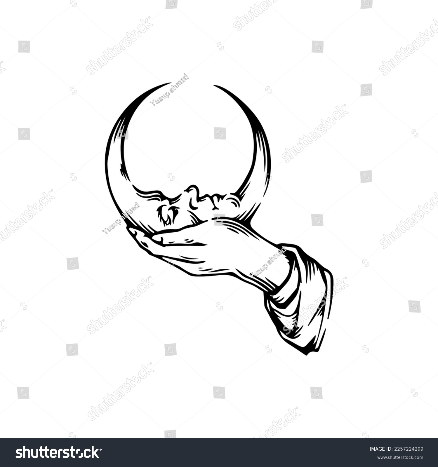 Vector Illustration Of Hand Holding Moon Concept Royalty Free Stock Vector 2257224299