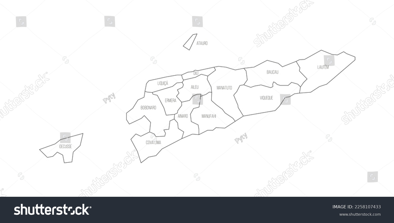 East Timor Political Map Of Administrative Royalty Free Stock Vector   Avopix 2258107433 