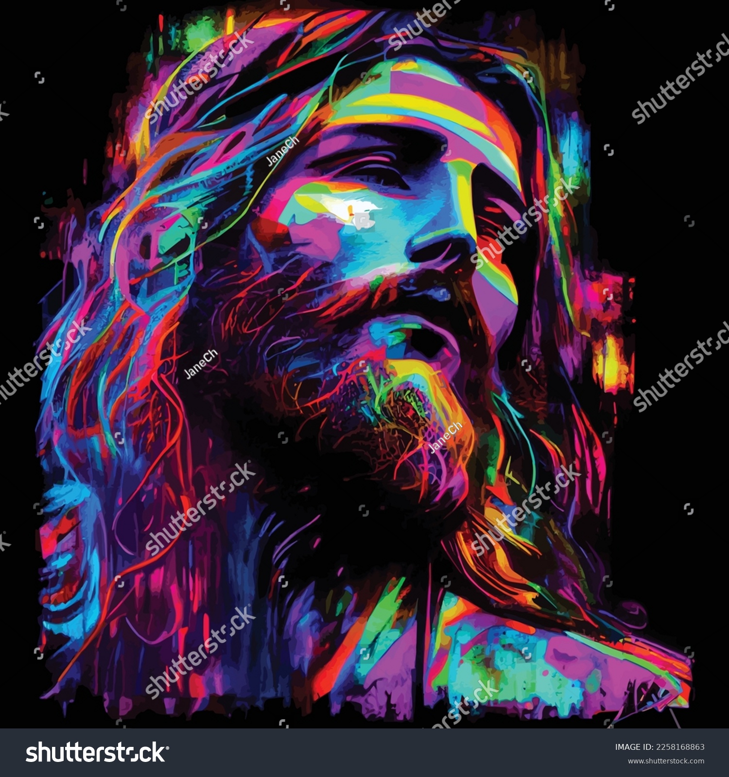 Colorful Jesus Christ Pop Art Painting Pop Art Portraits Print Poster
 #2258168863