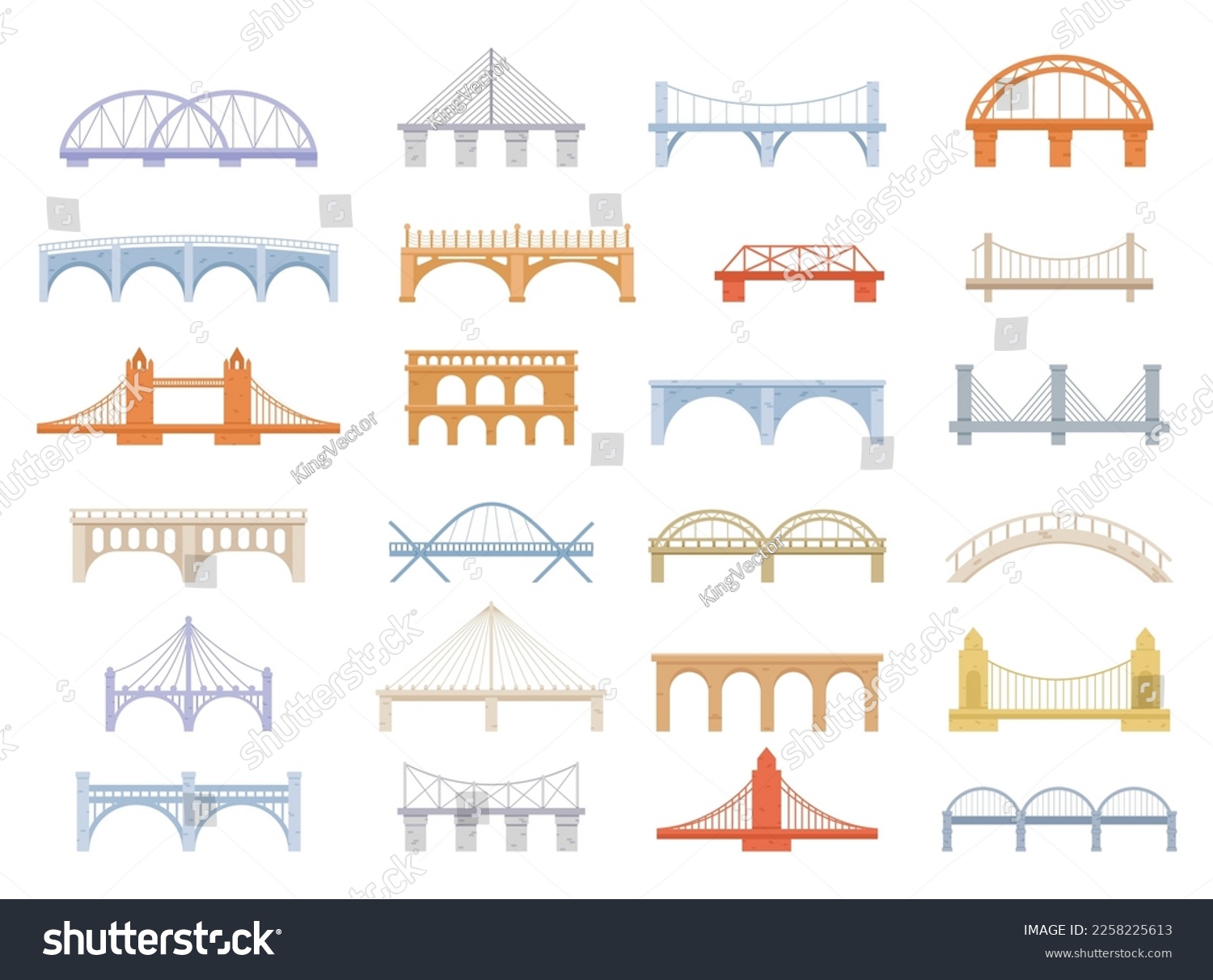 Bridge of construction vector cartoon set icon. - Royalty Free Stock ...