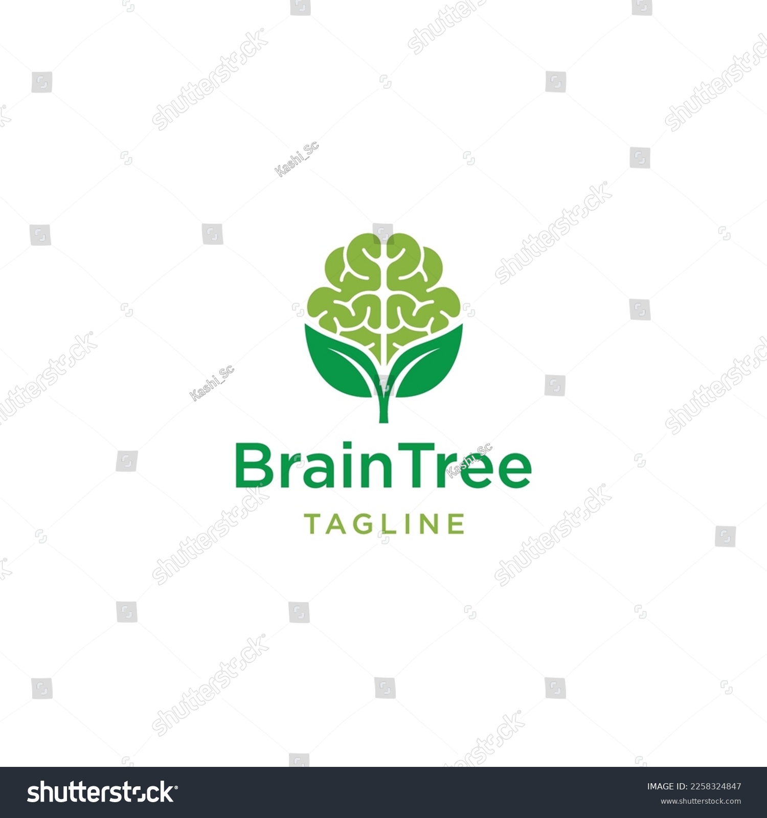 Brain leaf logo icon design template flat vector - Royalty Free Stock ...