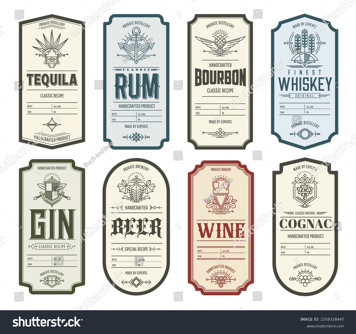 Vintage alcohol labels. Tequila, whiskey and rum - Royalty Free Stock ...