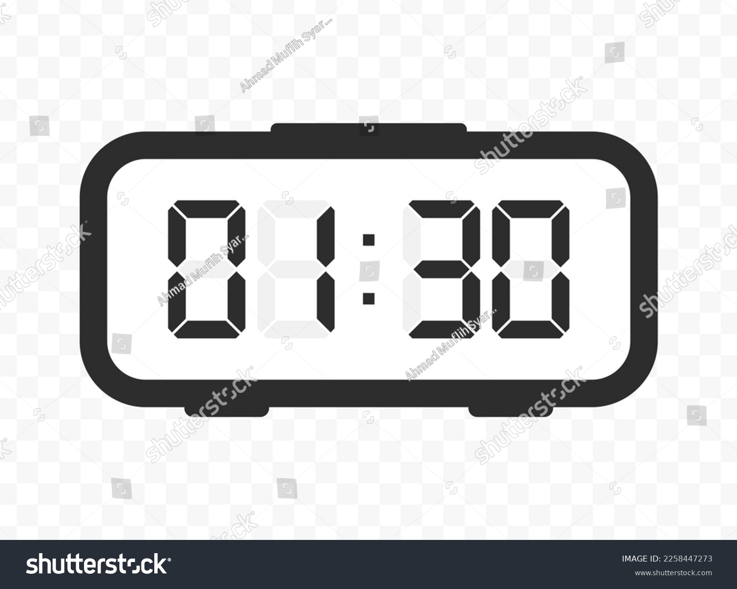 Vector illustration of half past one digital - Royalty Free Stock ...