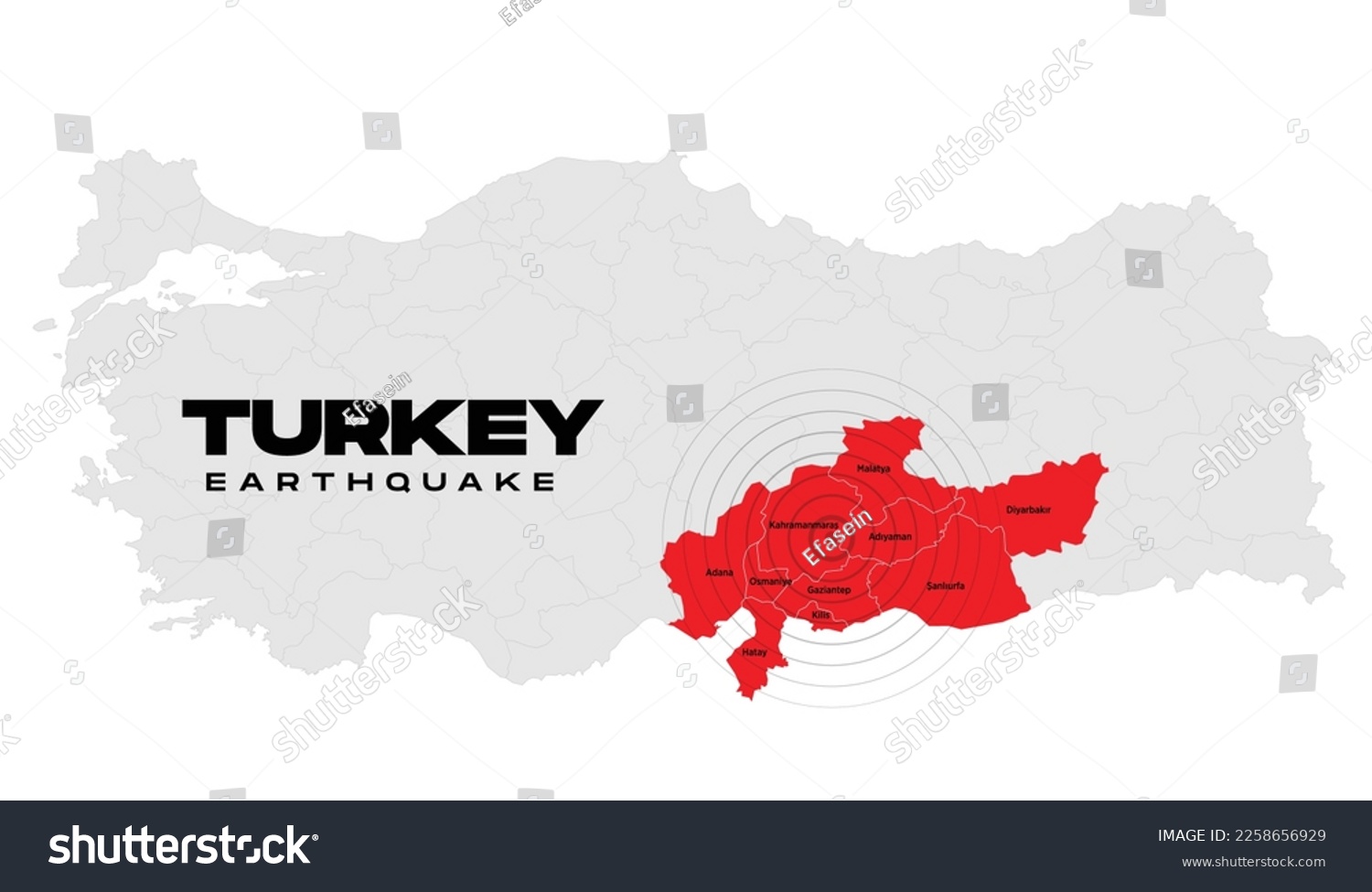 Turkey earthquake. Central fault line. Affected Royalty Free Stock