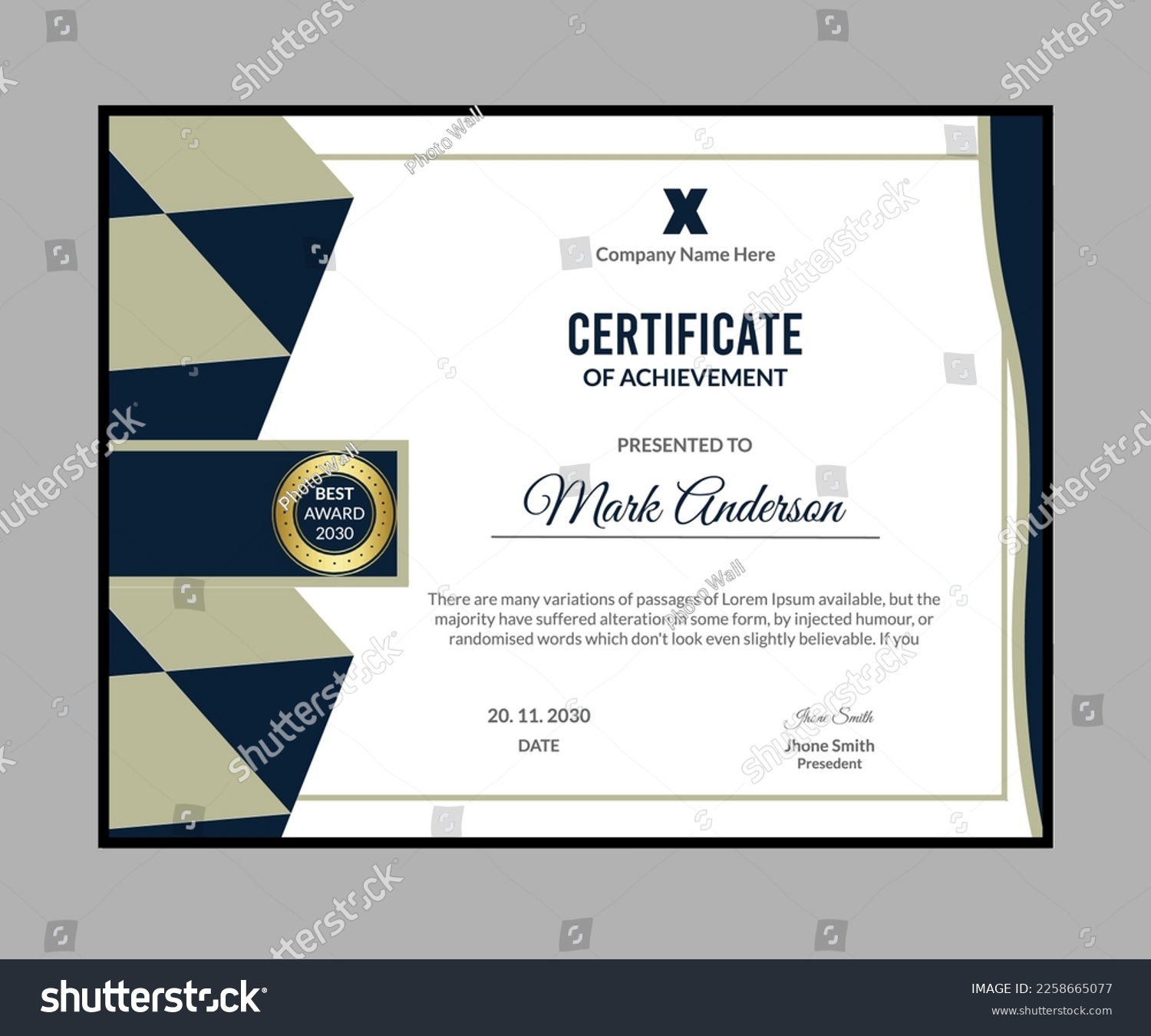 Modern Creative Certificate Of Achievement Award Royalty Free Stock   Avopix 2258665077 