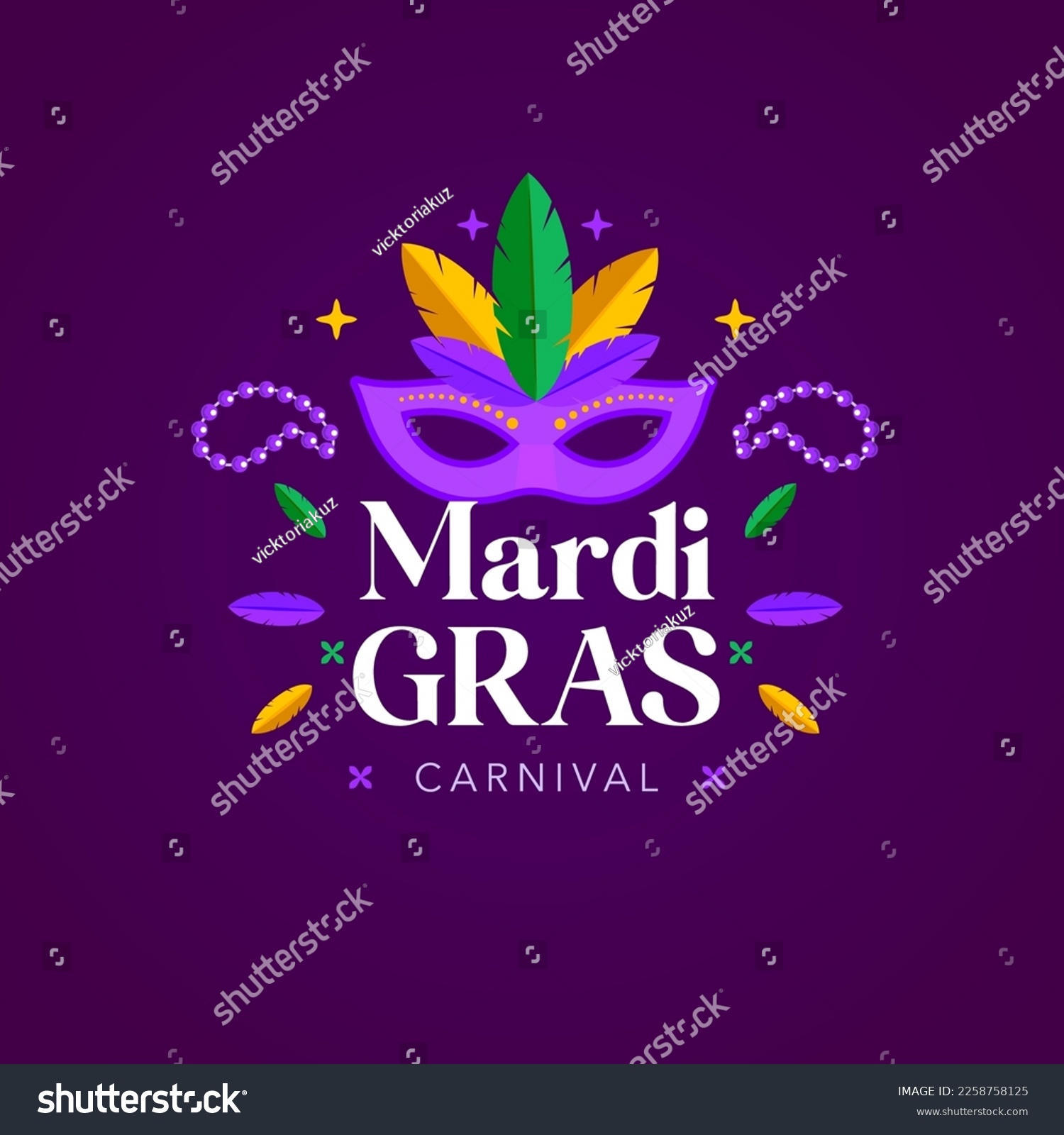 Mardi Gras text illustration with Carnaval mask - Royalty Free Stock ...