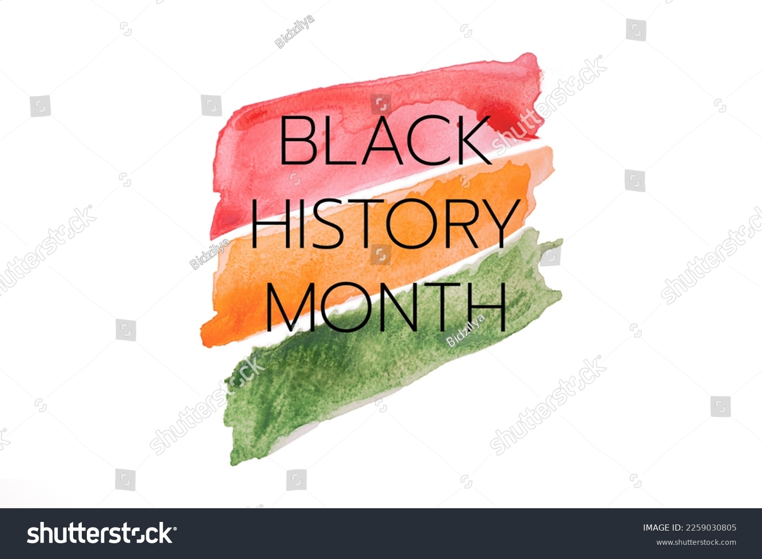 Watercolor red,orange and green stripes on white background,concept of black history month. #2259030805