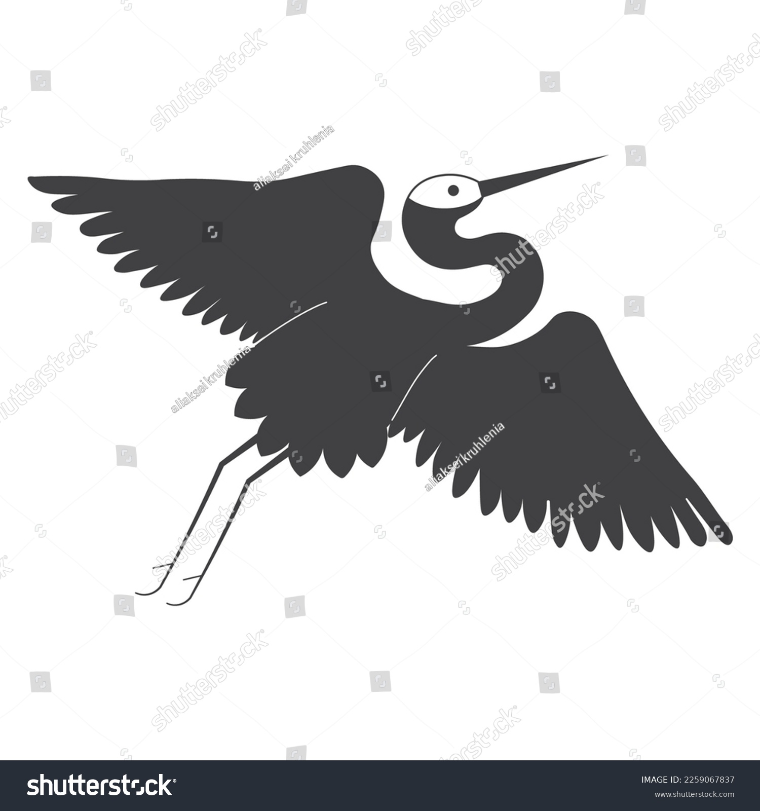 Japanese crane outline icon. Tsuru bird aka Grus - Royalty Free Stock ...