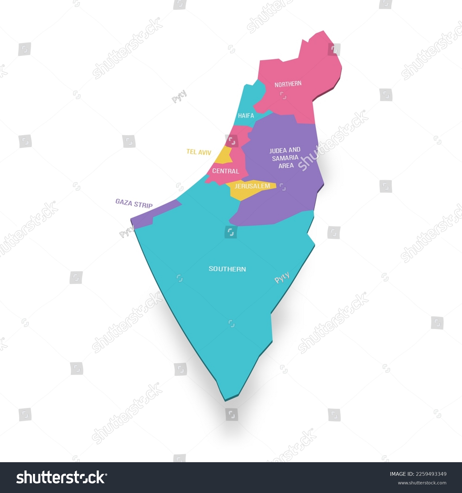 Israel political map of administrative divisions - Royalty Free Stock ...