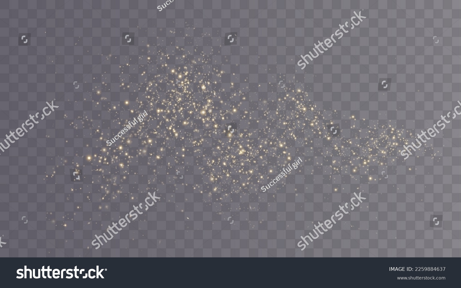 Christmas background. Powder dust light png. Magic shining gold dust. Fine, shiny dust bokeh particles fall off slightly. Fantastic shimmer effect. Vector illustrator. #2259884637