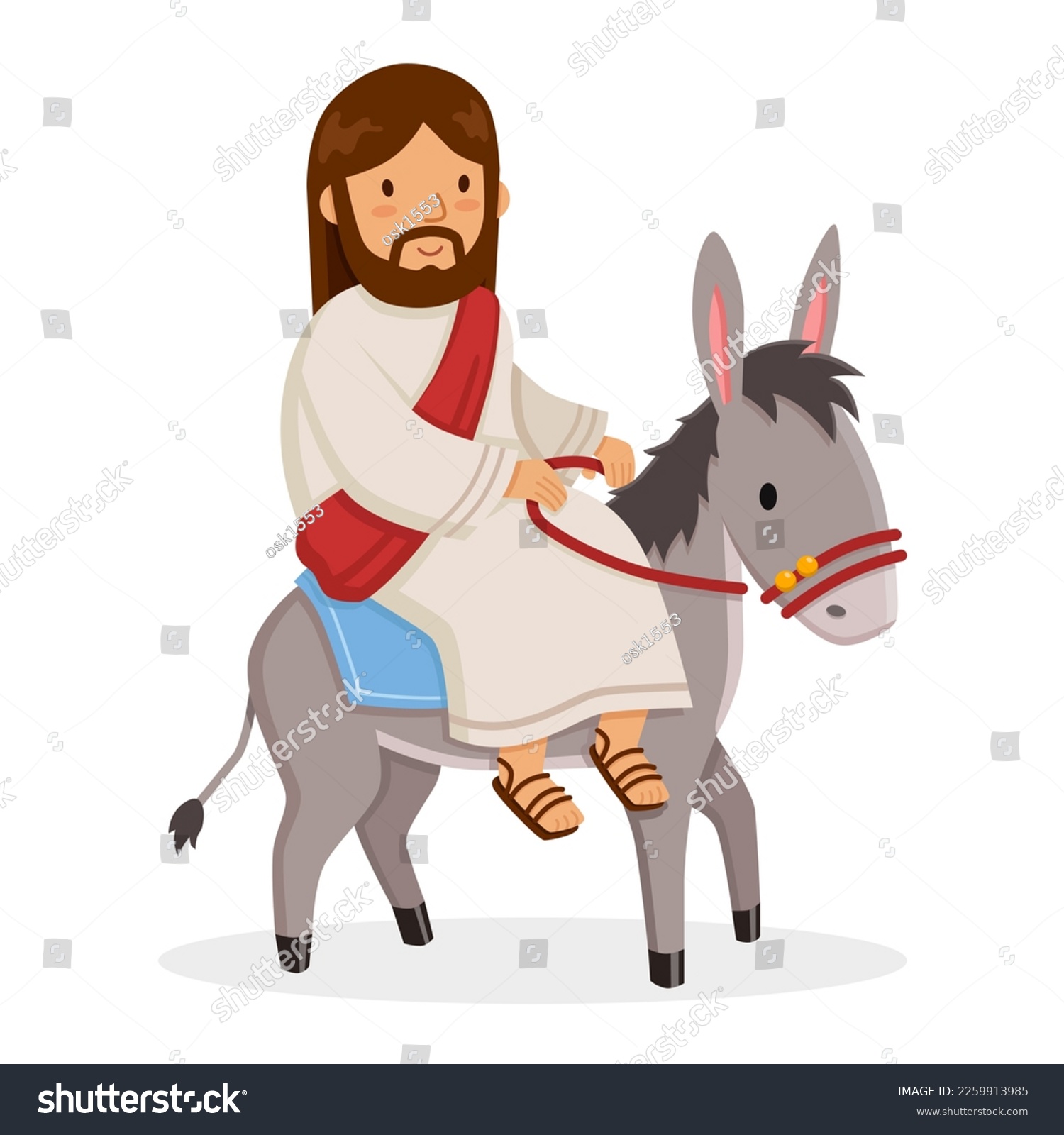 Jesus Riding Into Jerusalem On A Donkey - Royalty Free Stock Vector ...