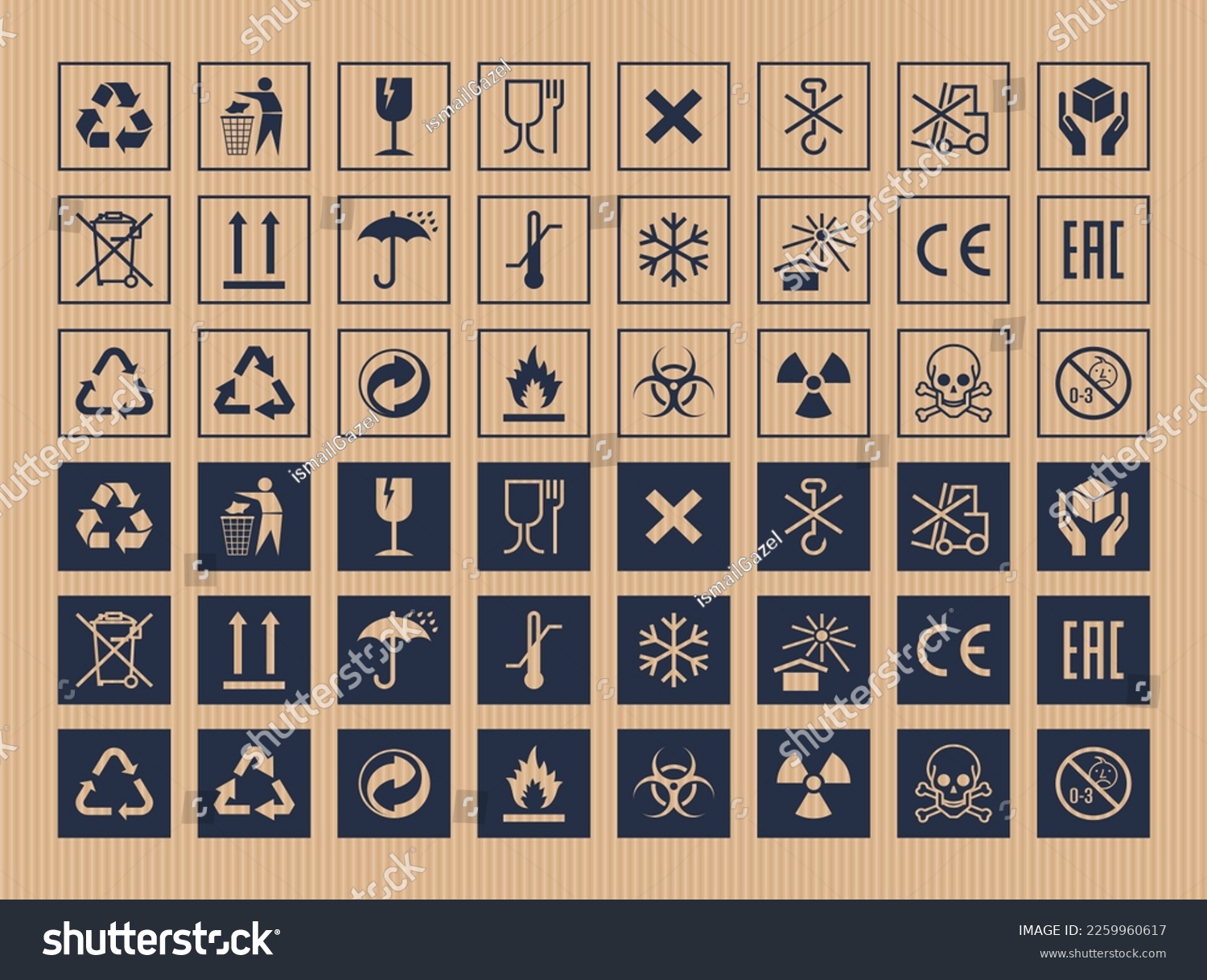 Cargo Symbols Set Packaging Realistic Icons Royalty Free Stock Vector 2259960617