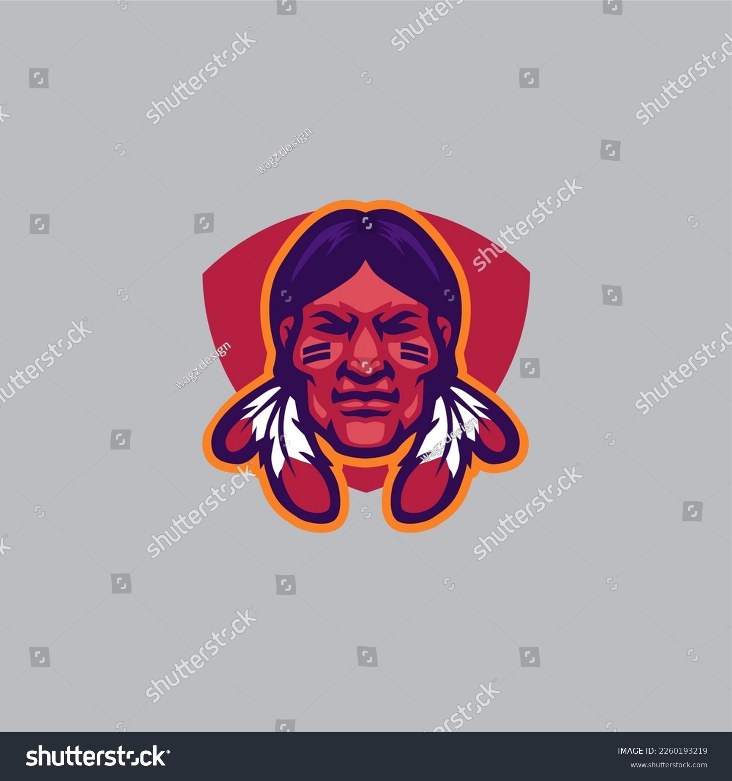 Red Indian Chief Logo Vector Design Royalty Free Stock Vector